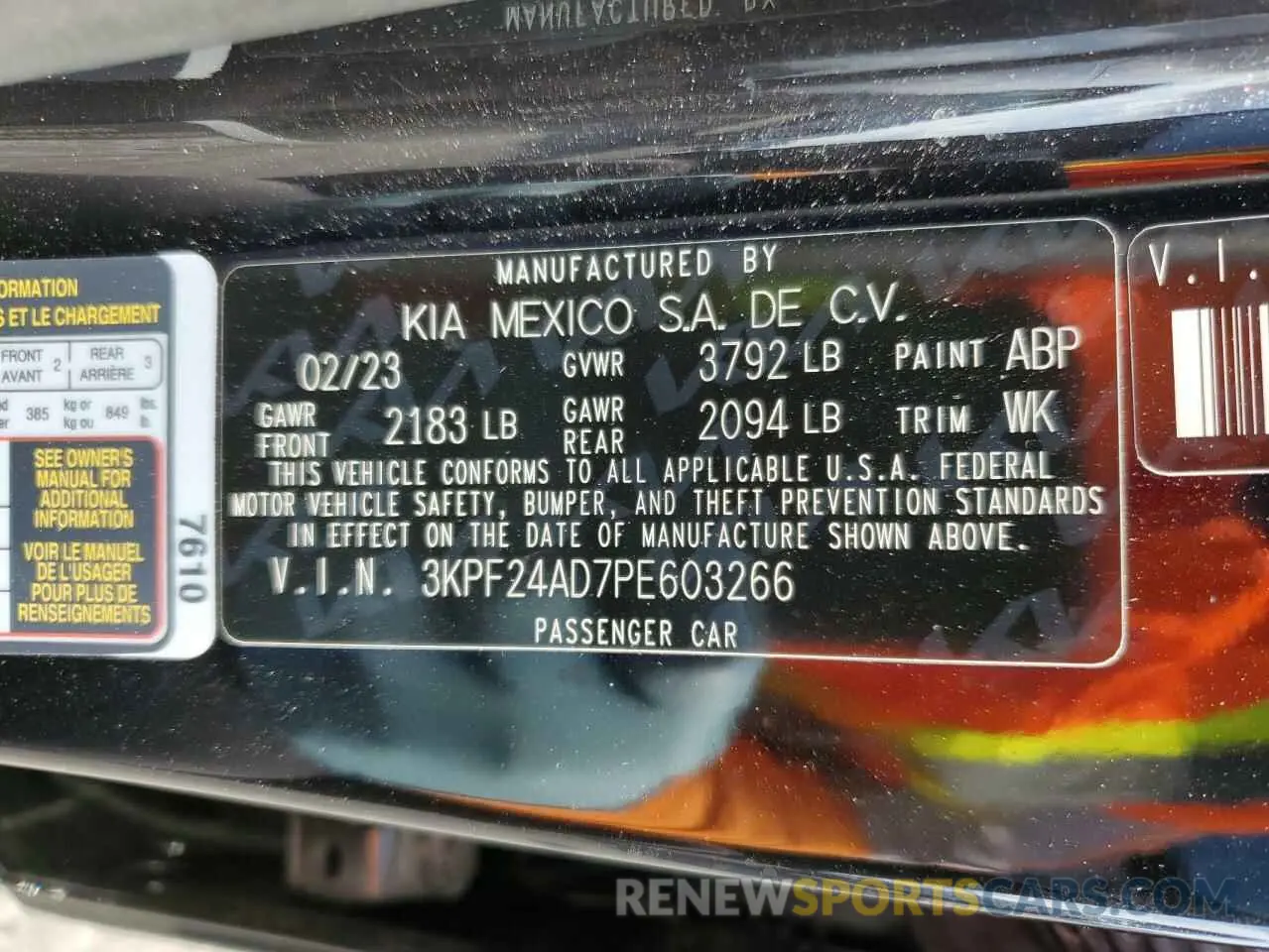 14 fotografías del automóvil dañado 3KPF24AD7PE603266 KIA CADENZA 2023