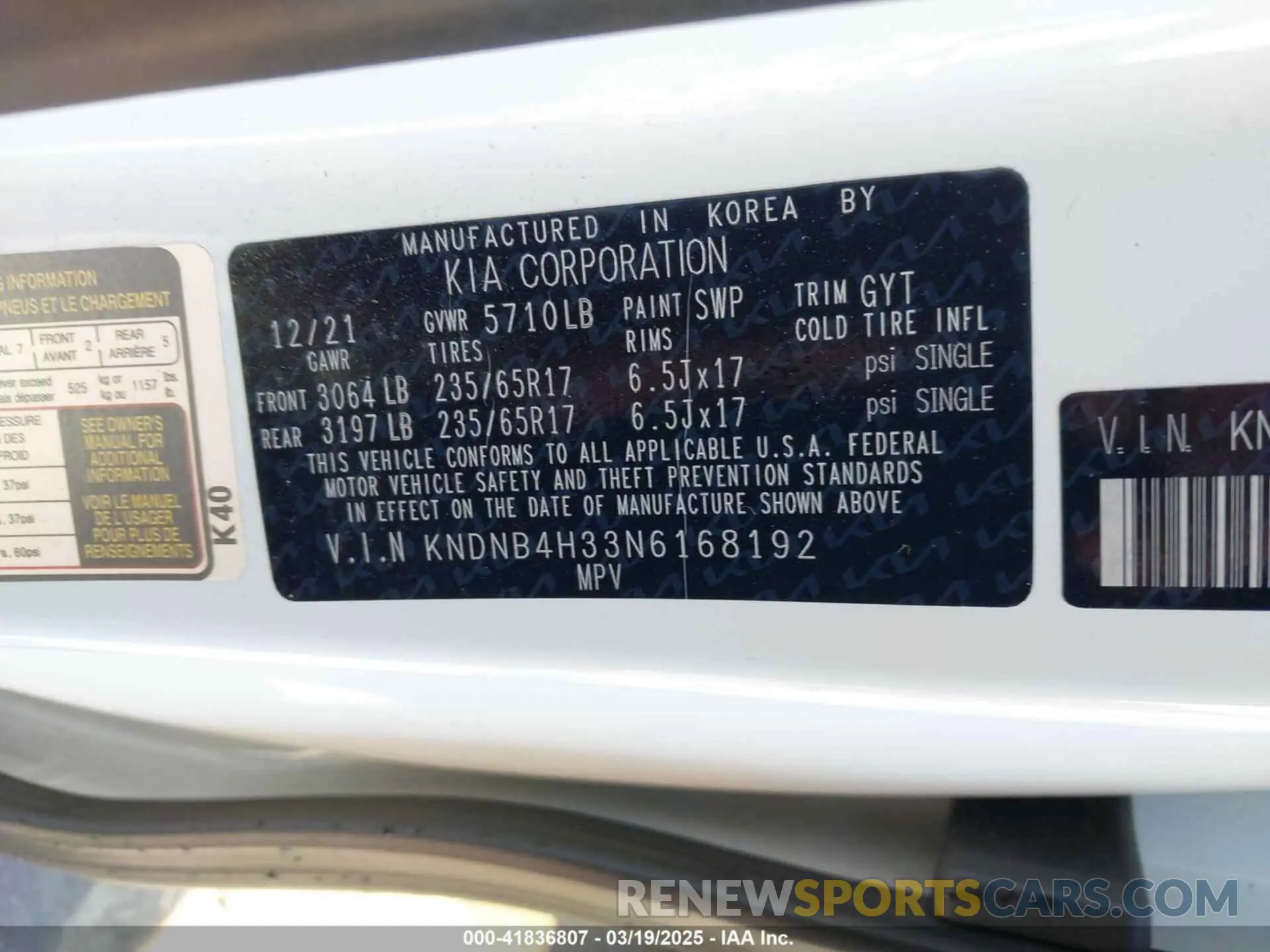 9 fotografías del automóvil dañado KNDNB4H33N6168192 KIA CARNIVAL MPV 2022