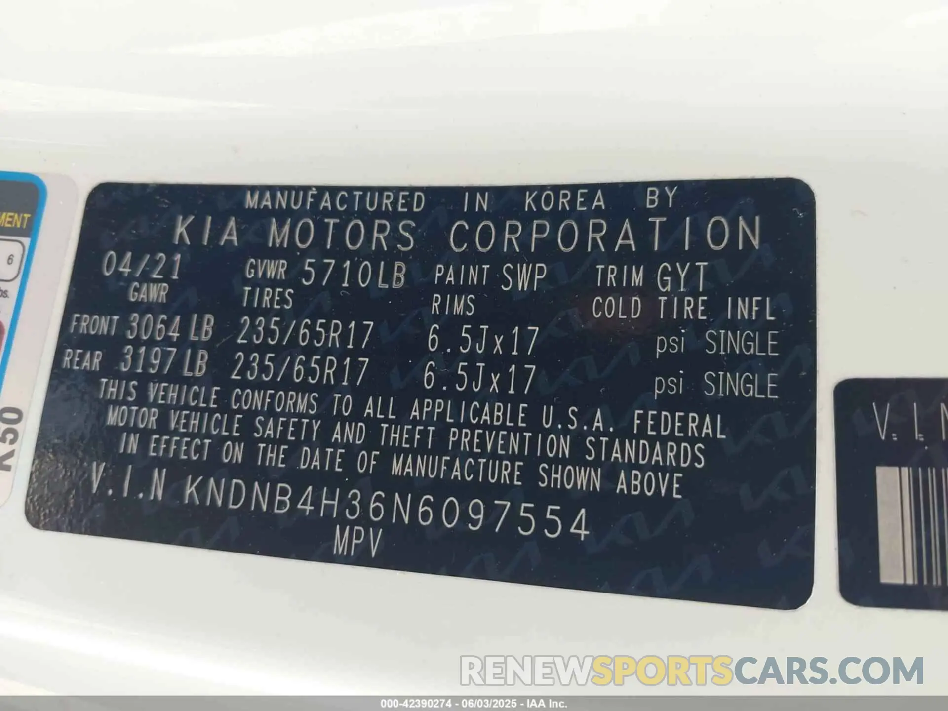 9 fotografías del automóvil dañado KNDNB4H36N6097554 KIA CARNIVAL MPV 2022