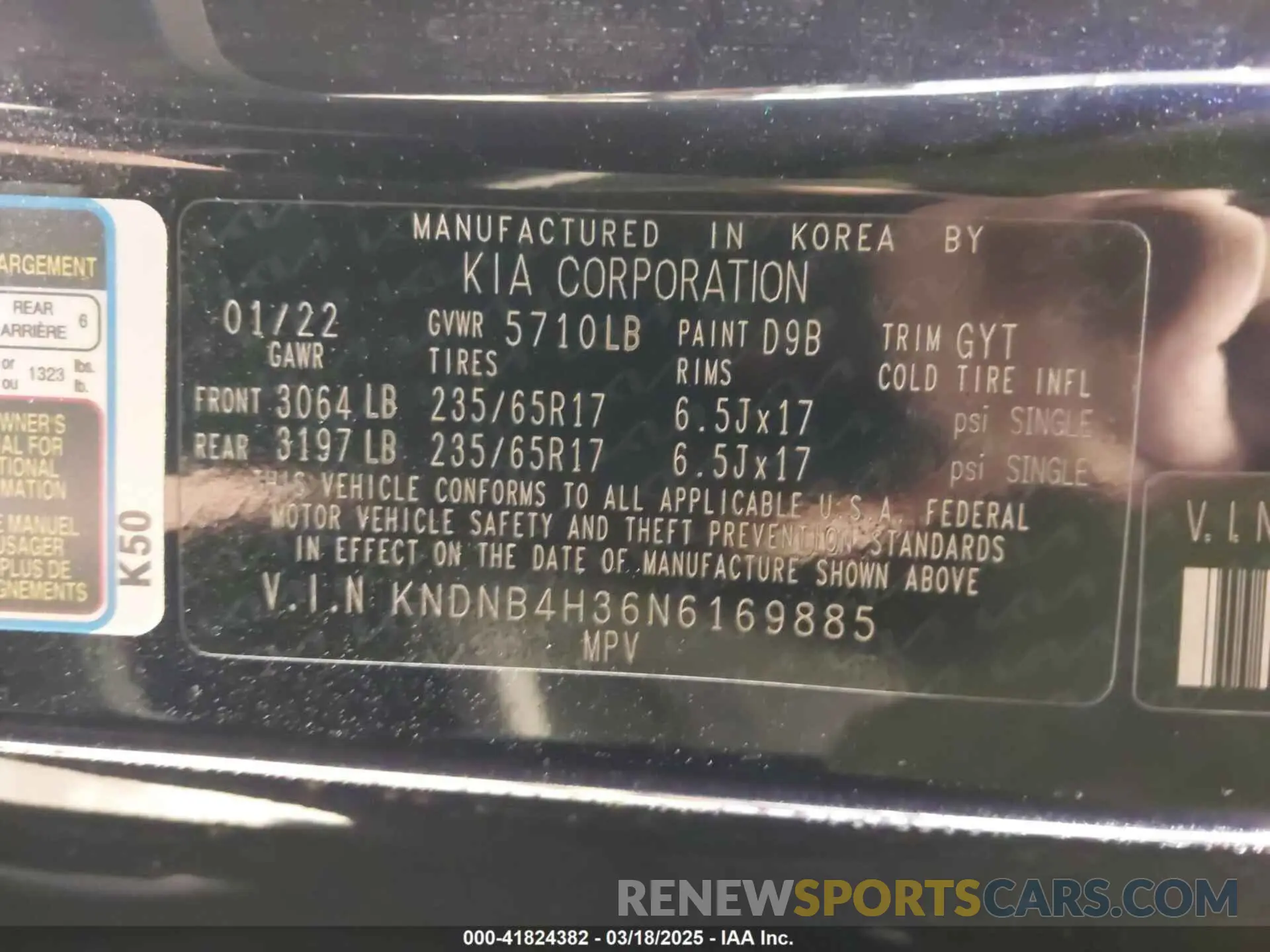 9 fotografías del automóvil dañado KNDNB4H36N6169885 KIA CARNIVAL MPV 2022