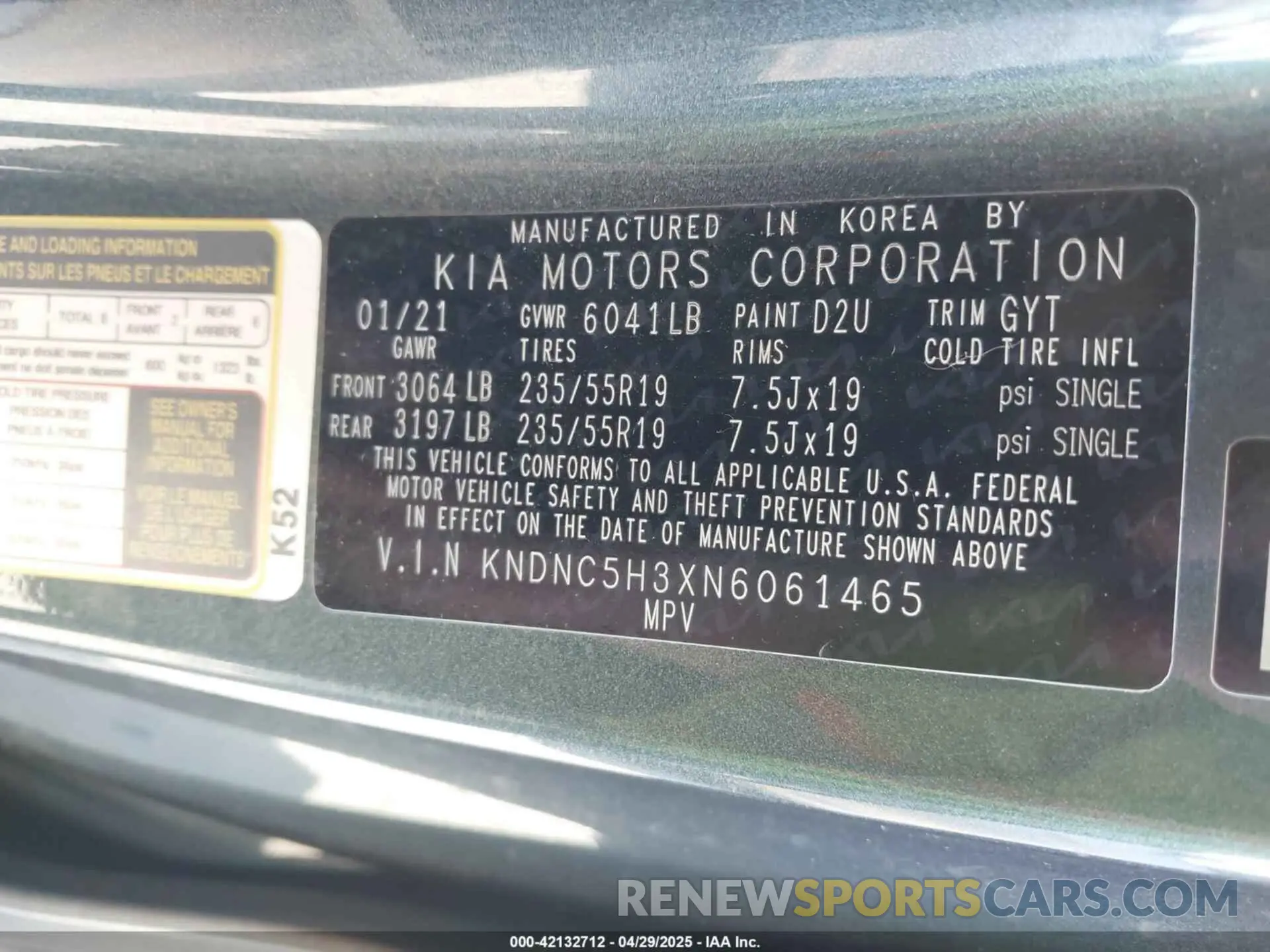 9 fotografías del automóvil dañado KNDNC5H3XN6061465 KIA CARNIVAL MPV 2022