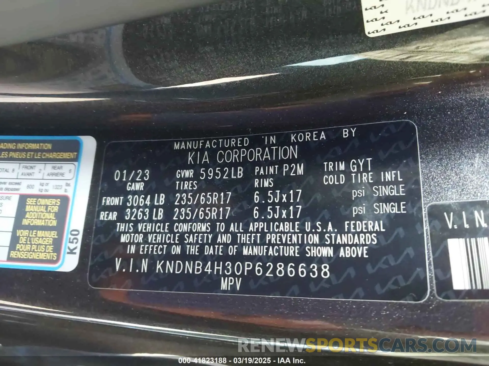 9 fotografías del automóvil dañado KNDNB4H30P6286638 KIA CARNIVAL MPV 2023