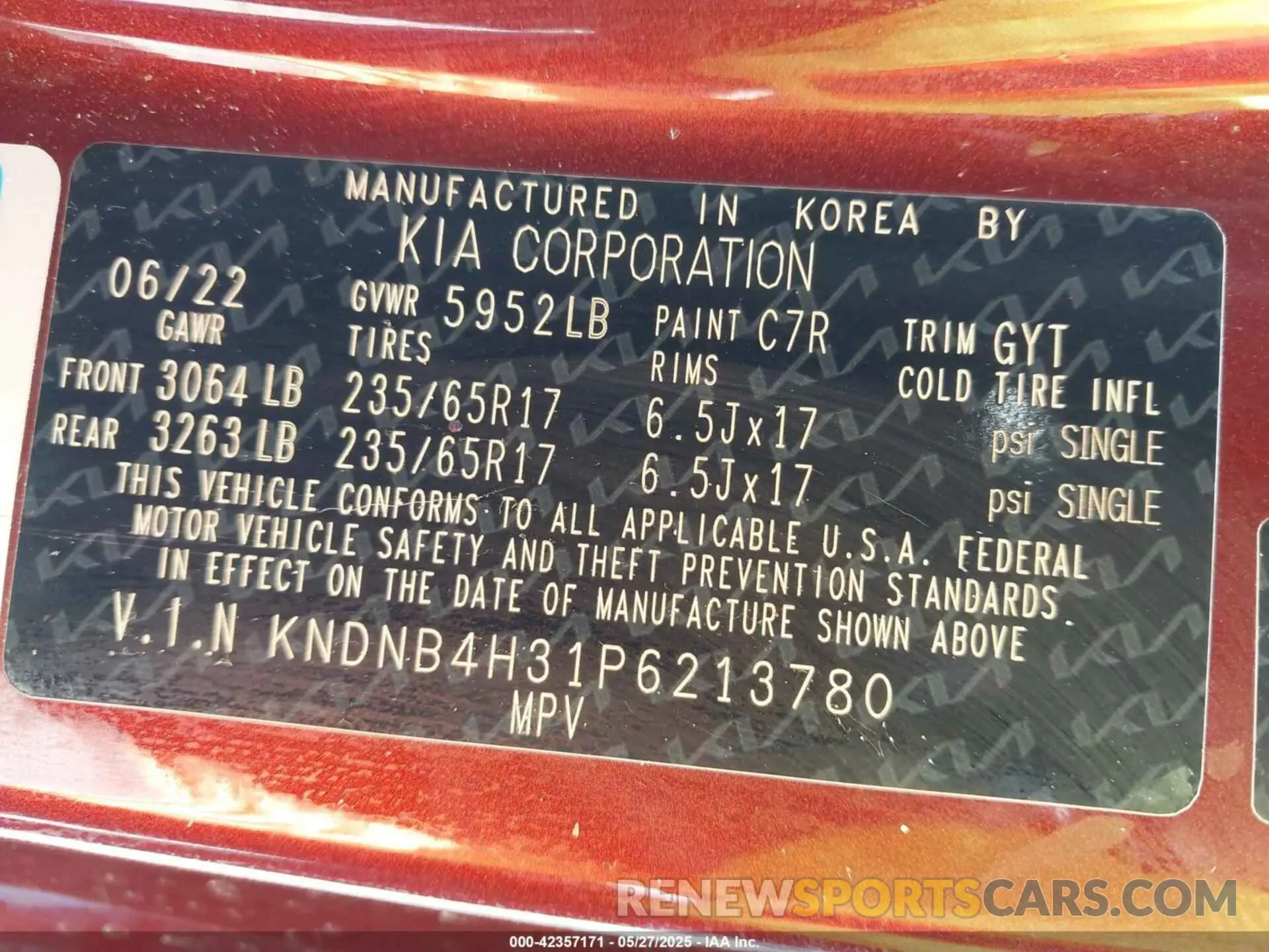 9 fotografías del automóvil dañado KNDNB4H31P6213780 KIA CARNIVAL MPV 2023