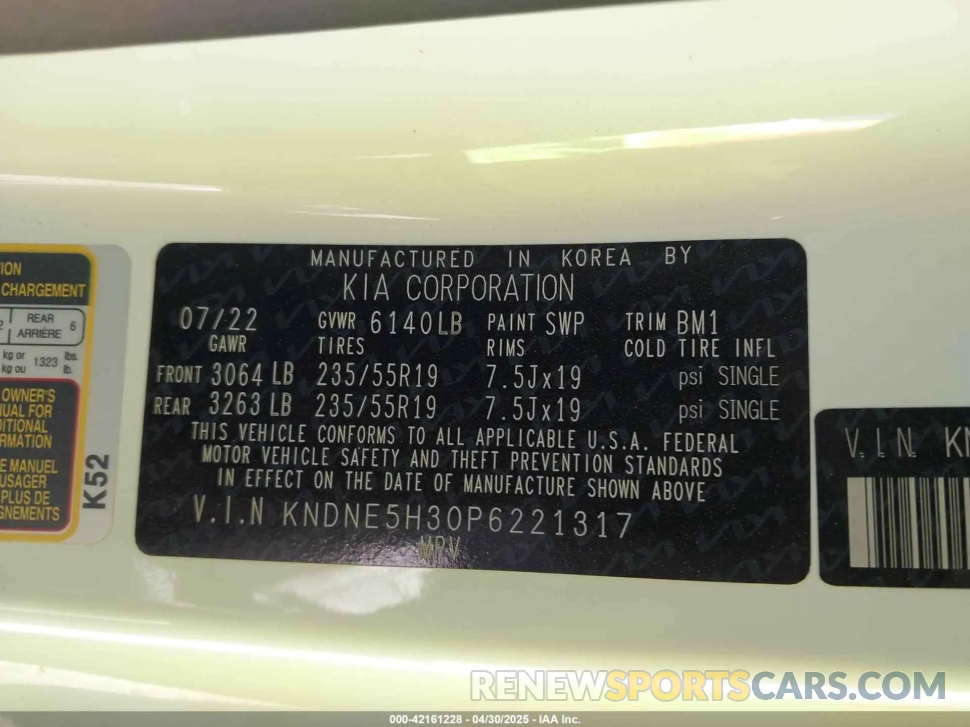 9 fotografías del automóvil dañado KNDNE5H30P6221317 KIA CARNIVAL MPV 2023