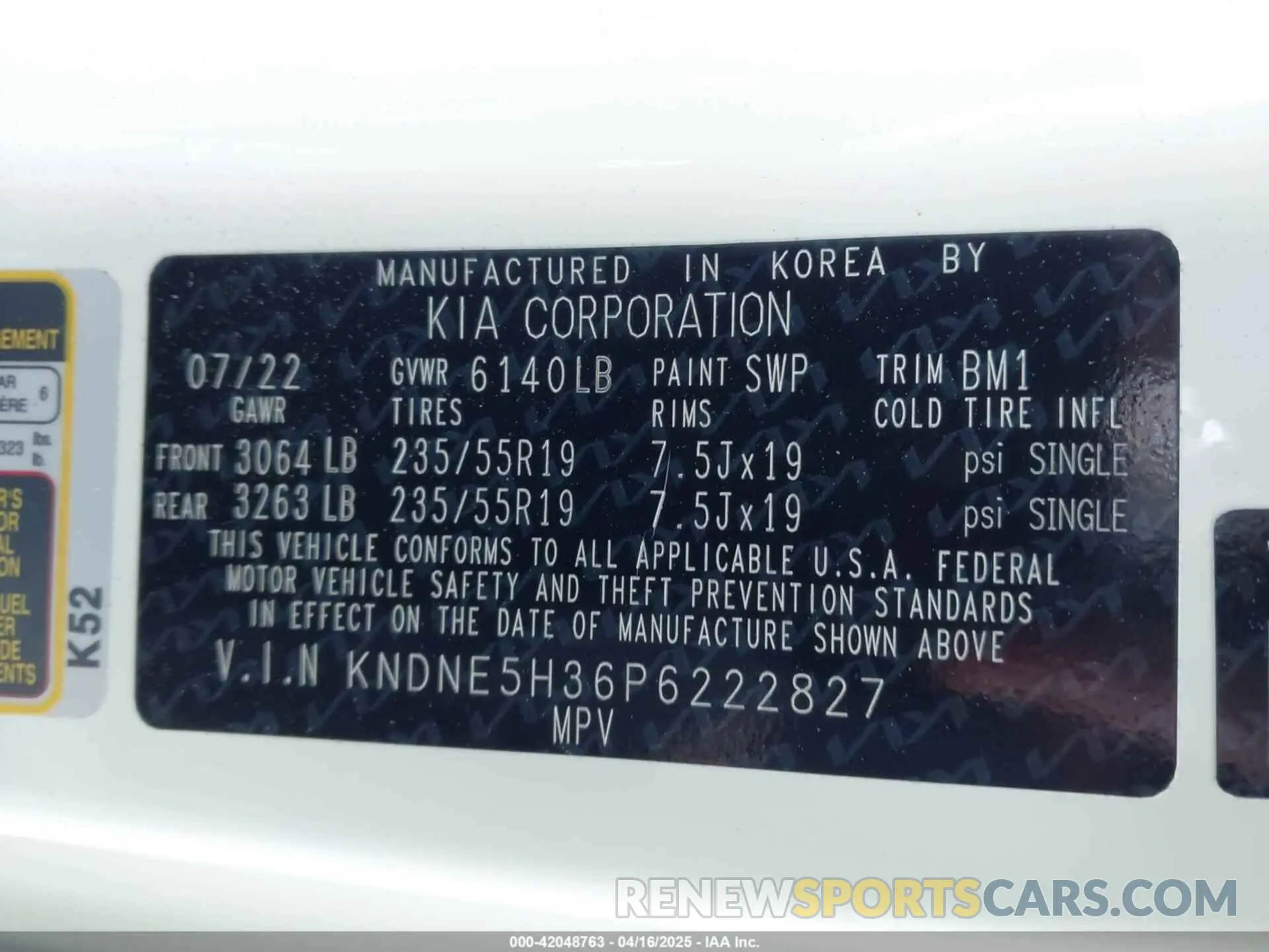 9 fotografías del automóvil dañado KNDNE5H36P6222827 KIA CARNIVAL MPV 2023
