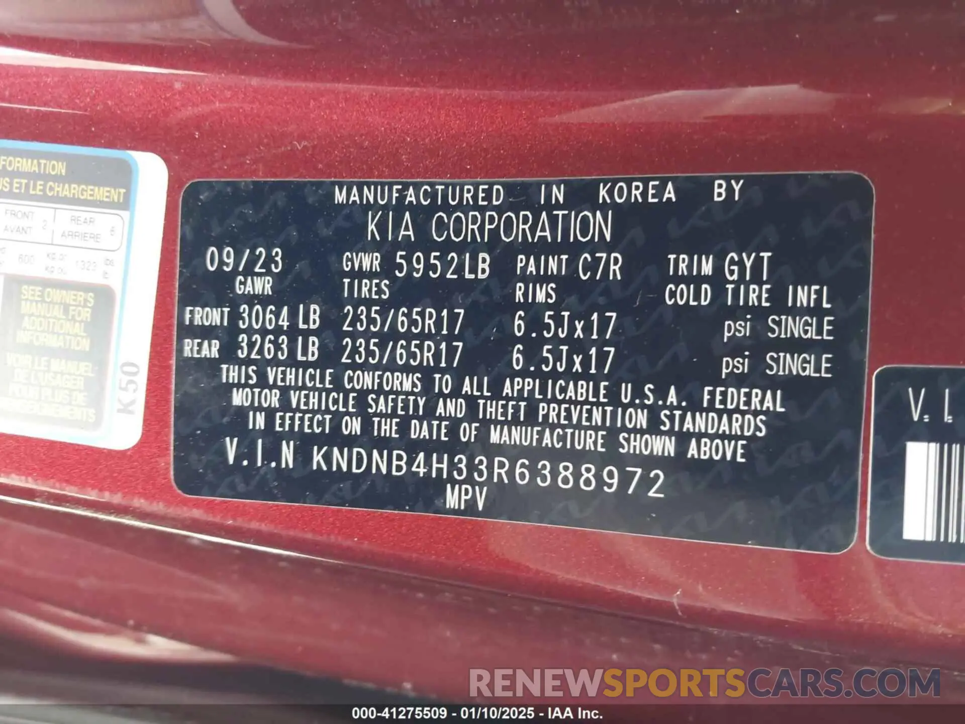 9 fotografías del automóvil dañado KNDNB4H33R6388972 KIA CARNIVAL MPV 2024