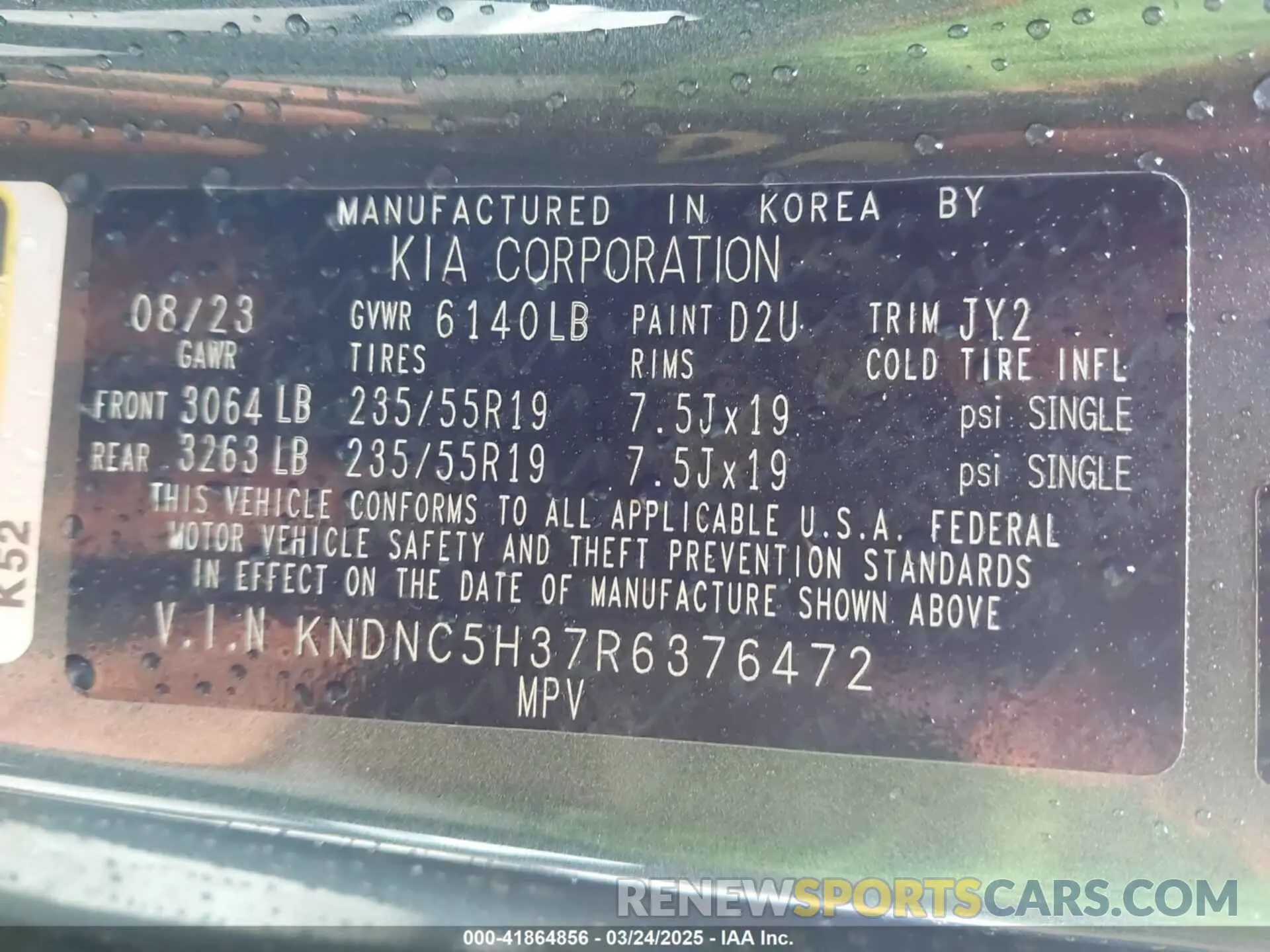 9 fotografías del automóvil dañado KNDNC5H37R6376472 KIA CARNIVAL MPV 2024