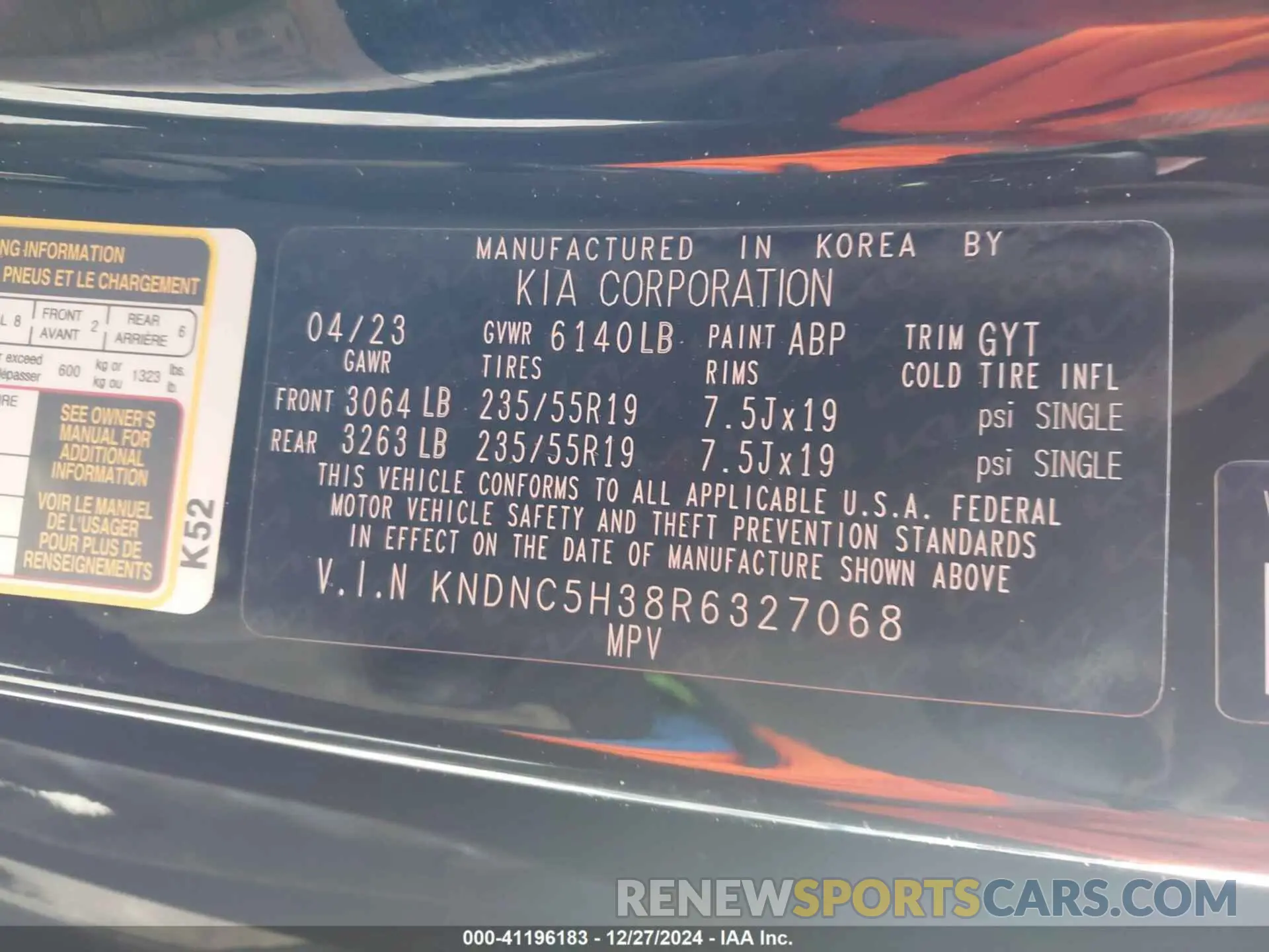 9 fotografías del automóvil dañado KNDNC5H38R6327068 KIA CARNIVAL MPV 2024