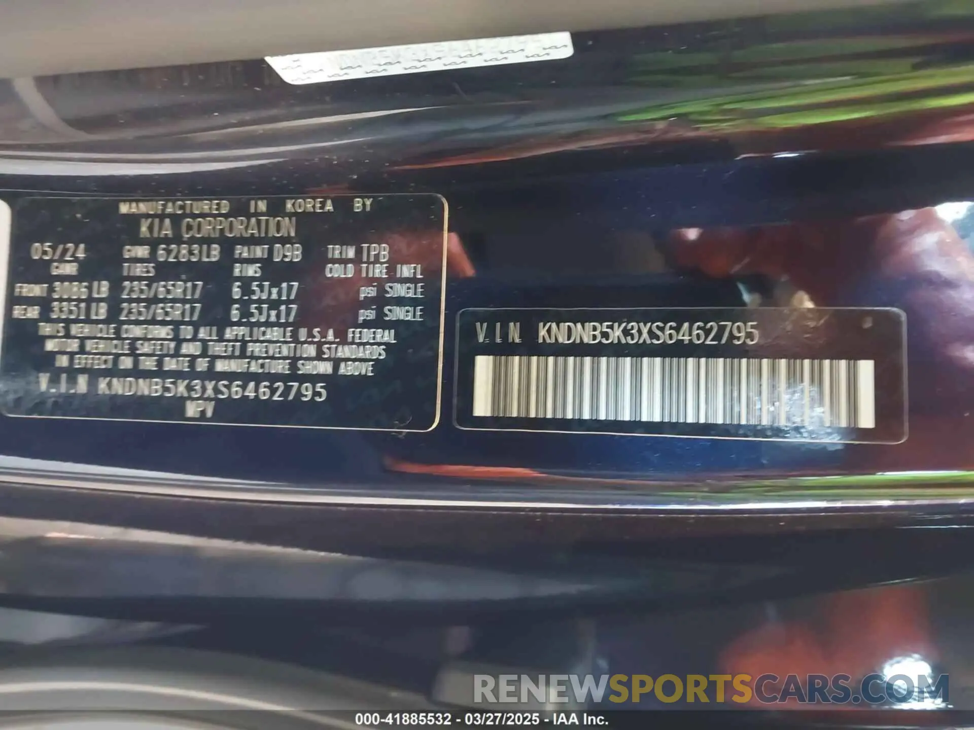 9 fotografías del automóvil dañado KNDNB5K3XS6462795 KIA CARNIVAL MPV 2025