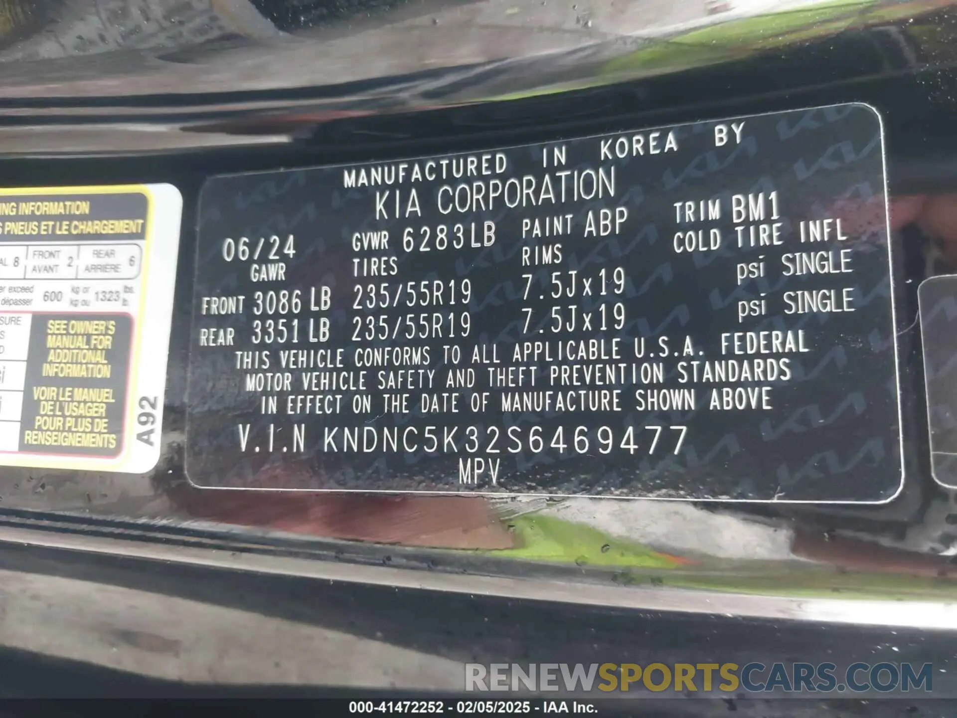 9 fotografías del automóvil dañado KNDNC5K32S6469477 KIA CARNIVAL MPV 2025