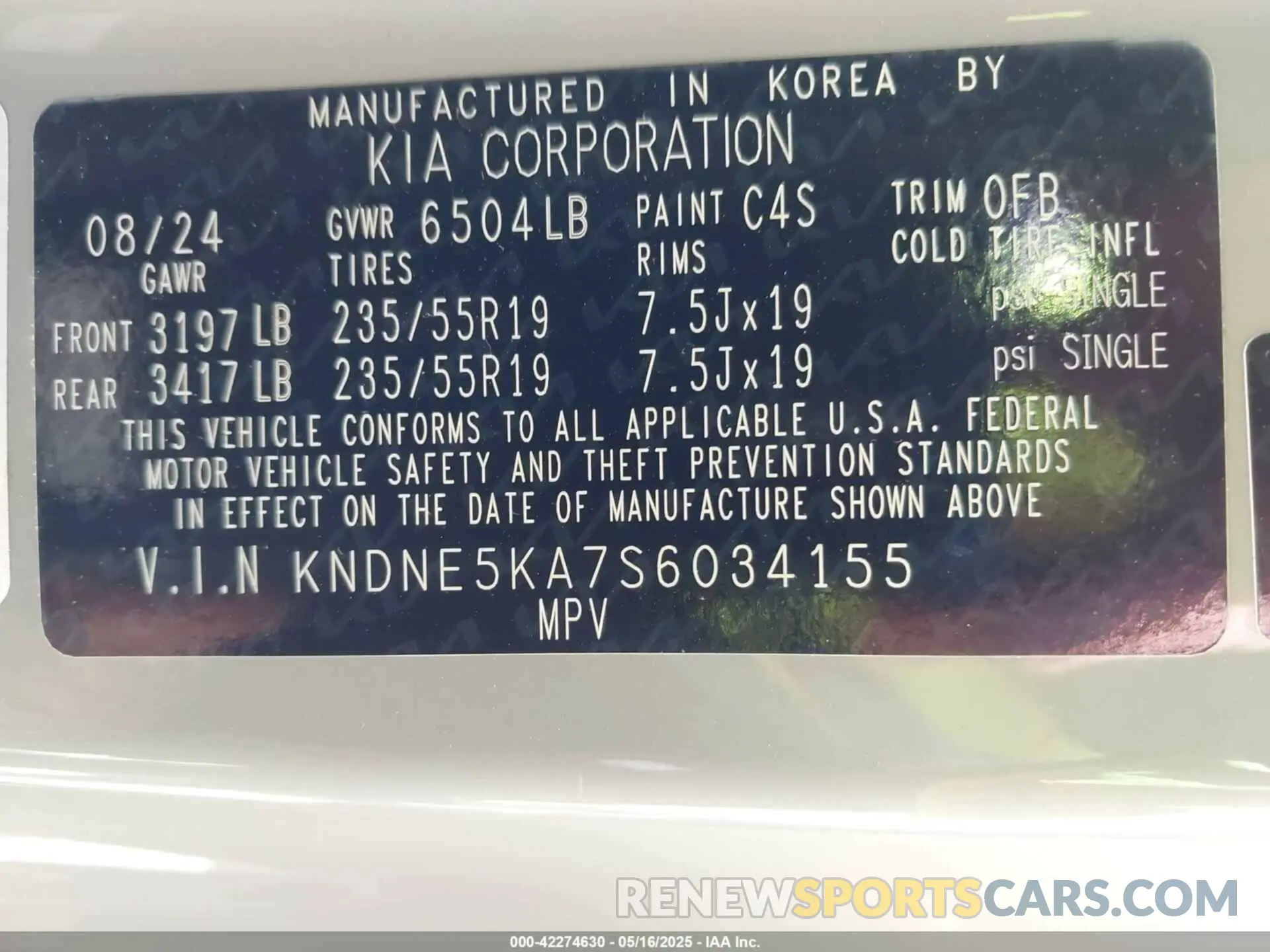 9 fotografías del automóvil dañado KNDNE5KA7S6034155 KIA CARNIVAL MPV HYBRID 2025