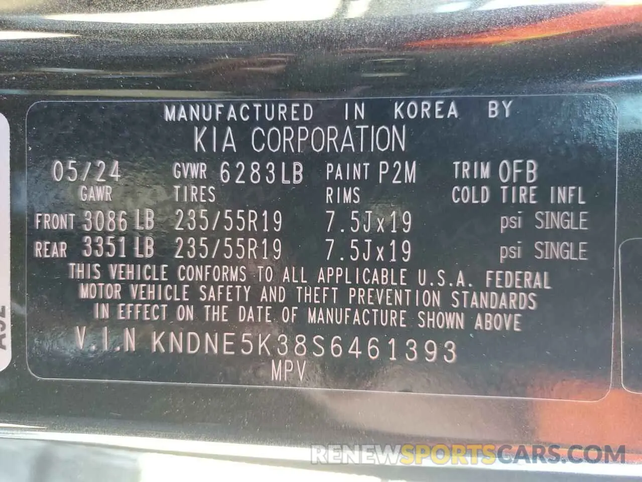 14 fotografías del automóvil dañado KNDNE5K38S6461393 KIA CARNIVAL S 2025