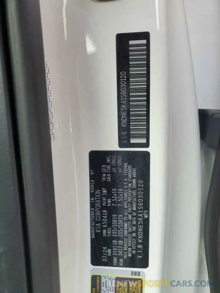 14 fotografías del automóvil dañado KNDNE5KA1S6030120 KIA CARNIVAL S 2025
