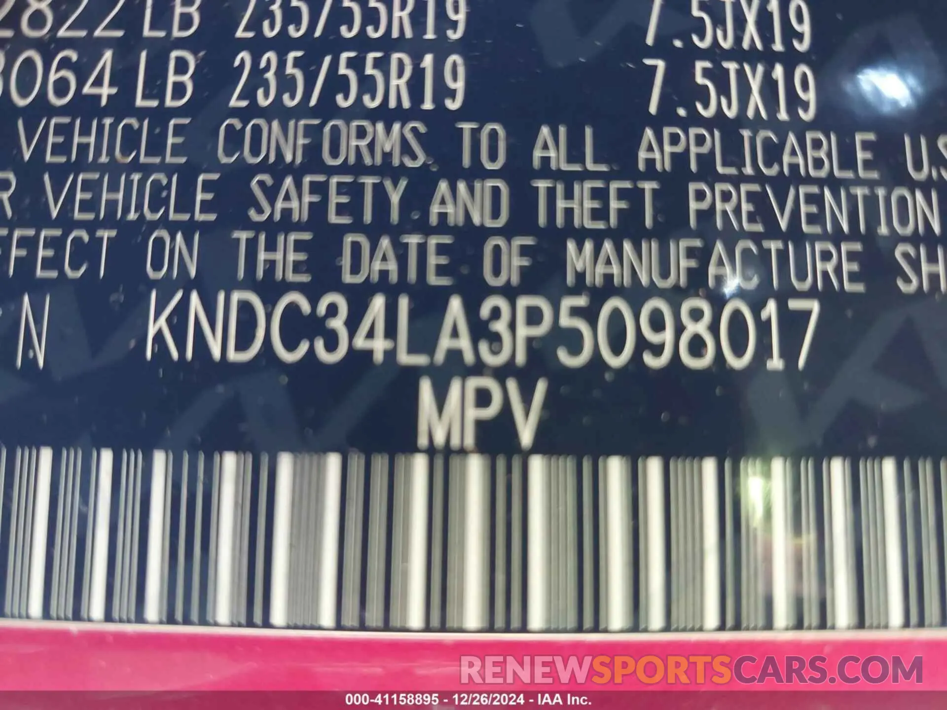 9 fotografías del automóvil dañado KNDC34LA3P5098017 KIA EV6 2023