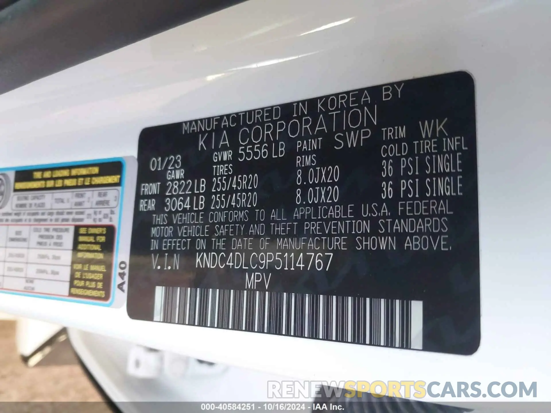 9 fotografías del automóvil dañado KNDC4DLC9P5114767 KIA EV6 2023