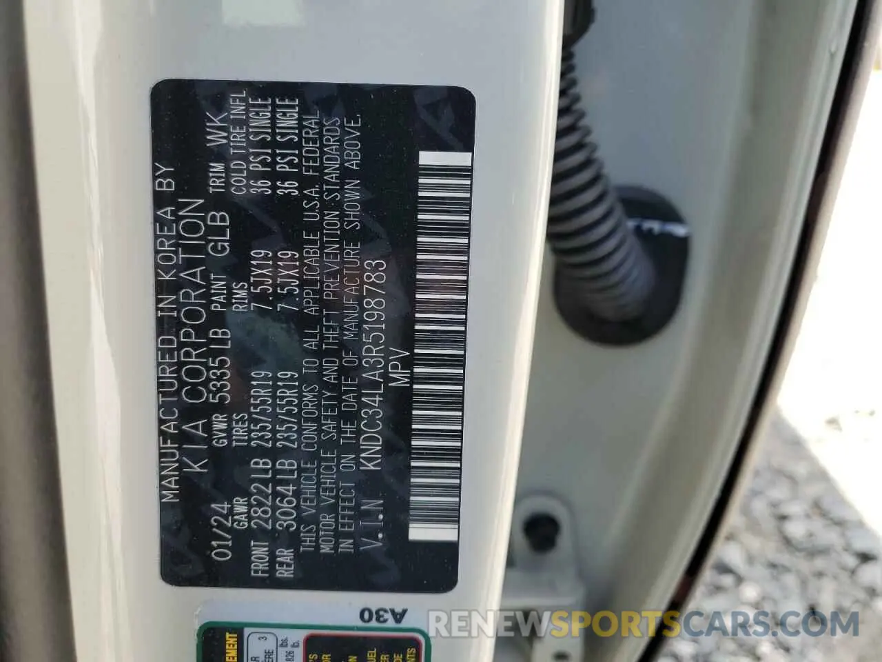 12 fotografías del automóvil dañado KNDC34LA3R5198783 KIA EV6 LIGHT 2024