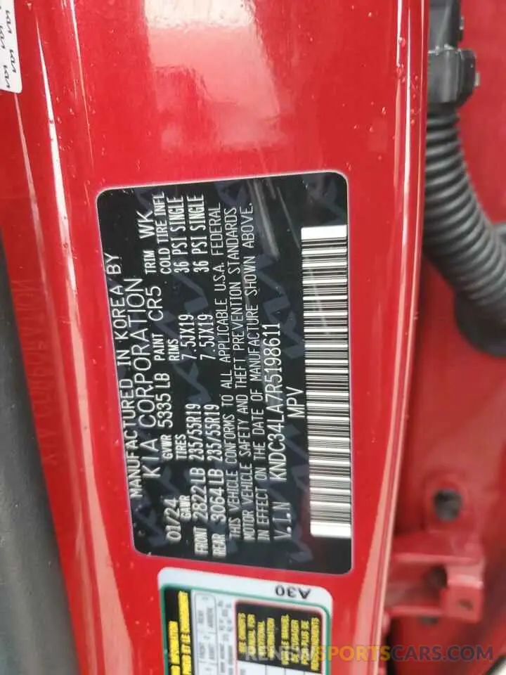 12 fotografías del automóvil dañado KNDC34LA7R5198611 KIA EV6 LIGHT 2024
