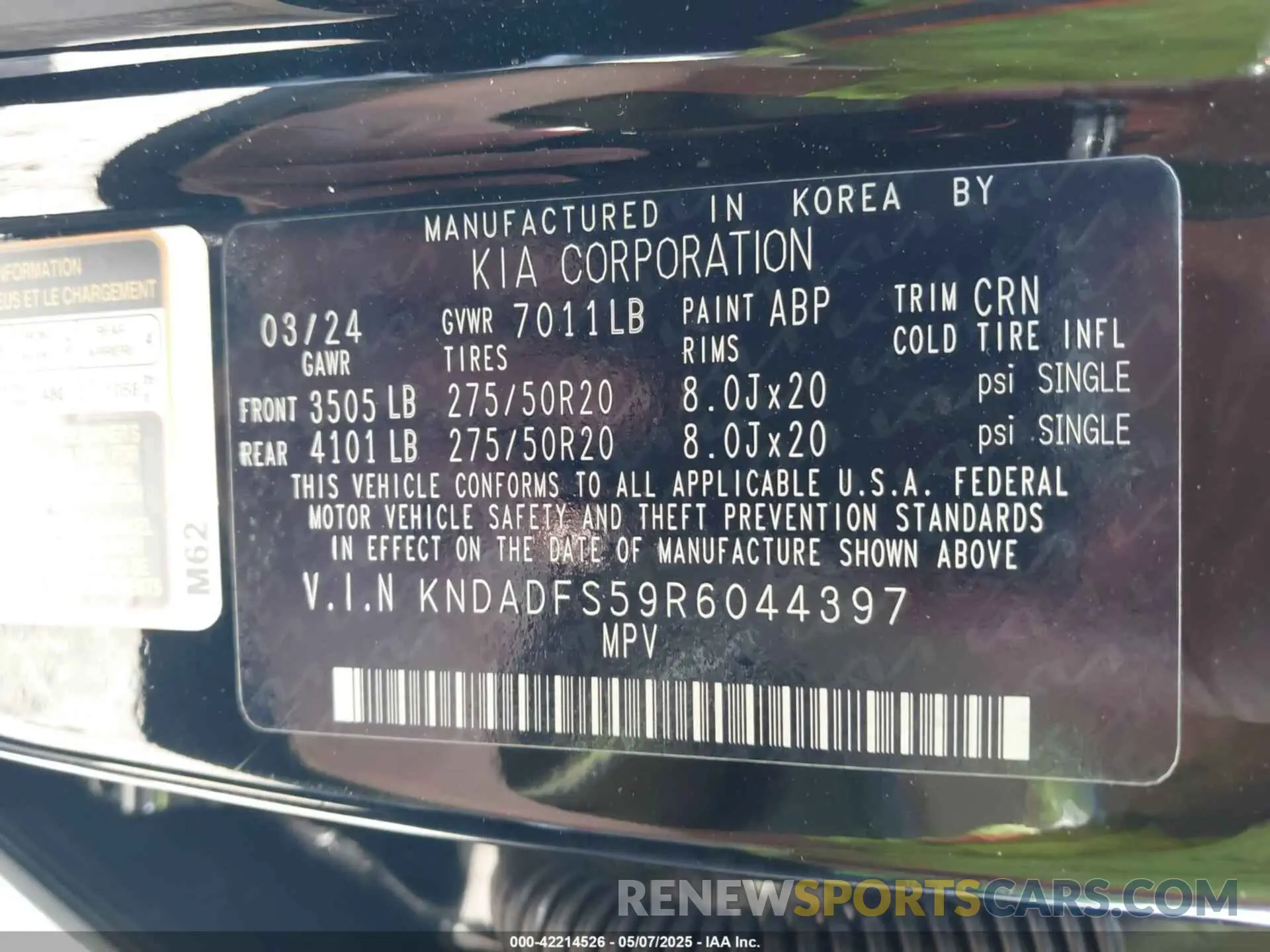 9 fotografías del automóvil dañado KNDADFS59R6044397 KIA EV9 2024