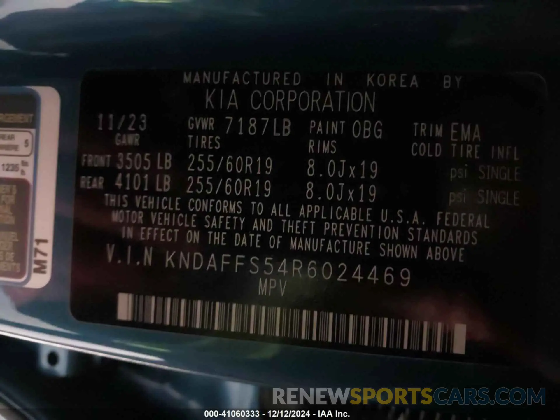 9 fotografías del automóvil dañado KNDAFFS54R6024469 KIA EV9 2024