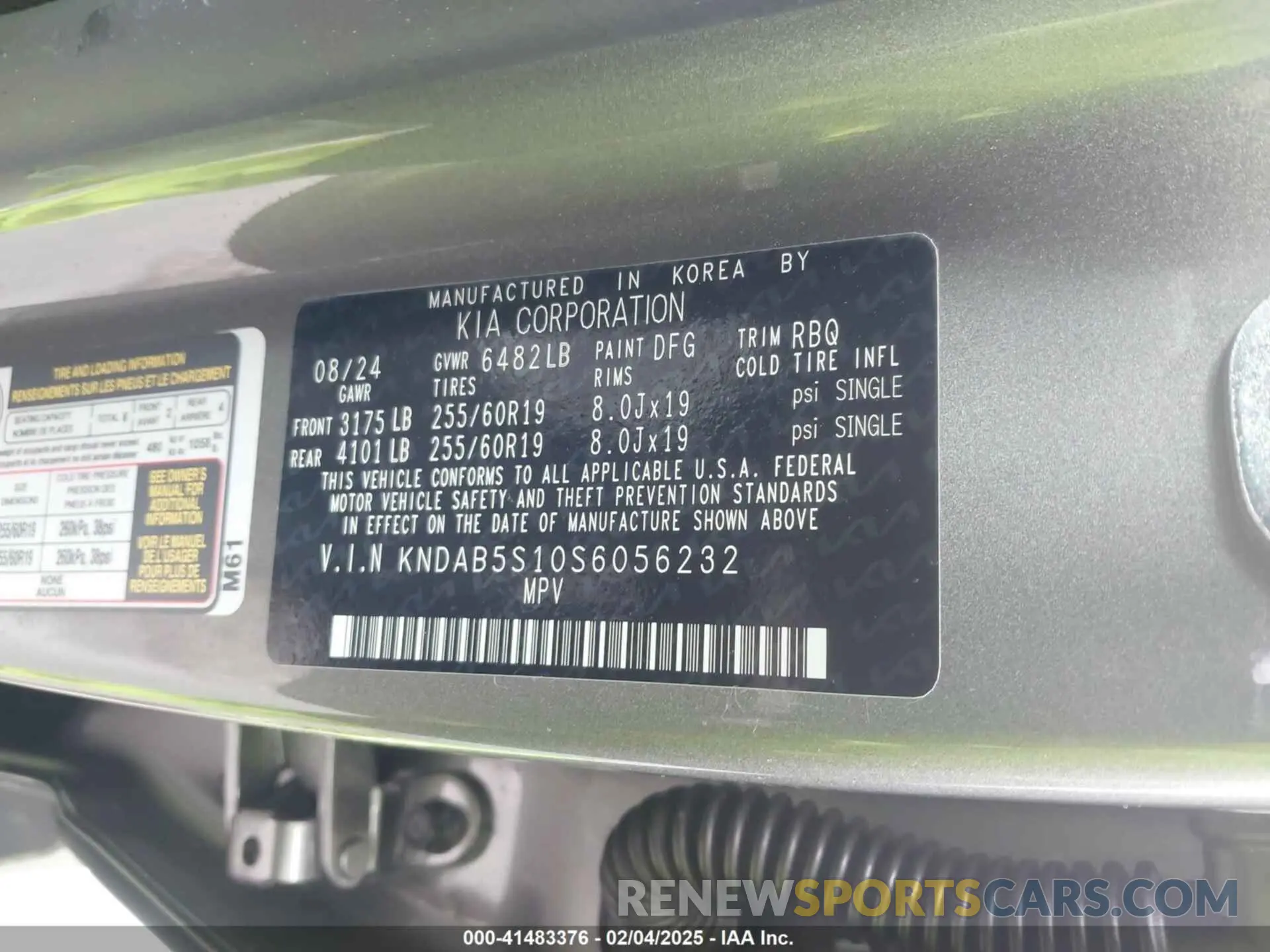 9 fotografías del automóvil dañado KNDAB5S10S6056232 KIA EV9 2025