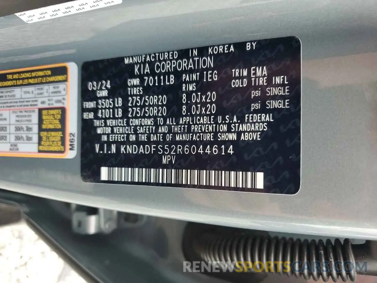 15 fotografías del automóvil dañado KNDADFS52R6044614 KIA EV9 LAND 2024
