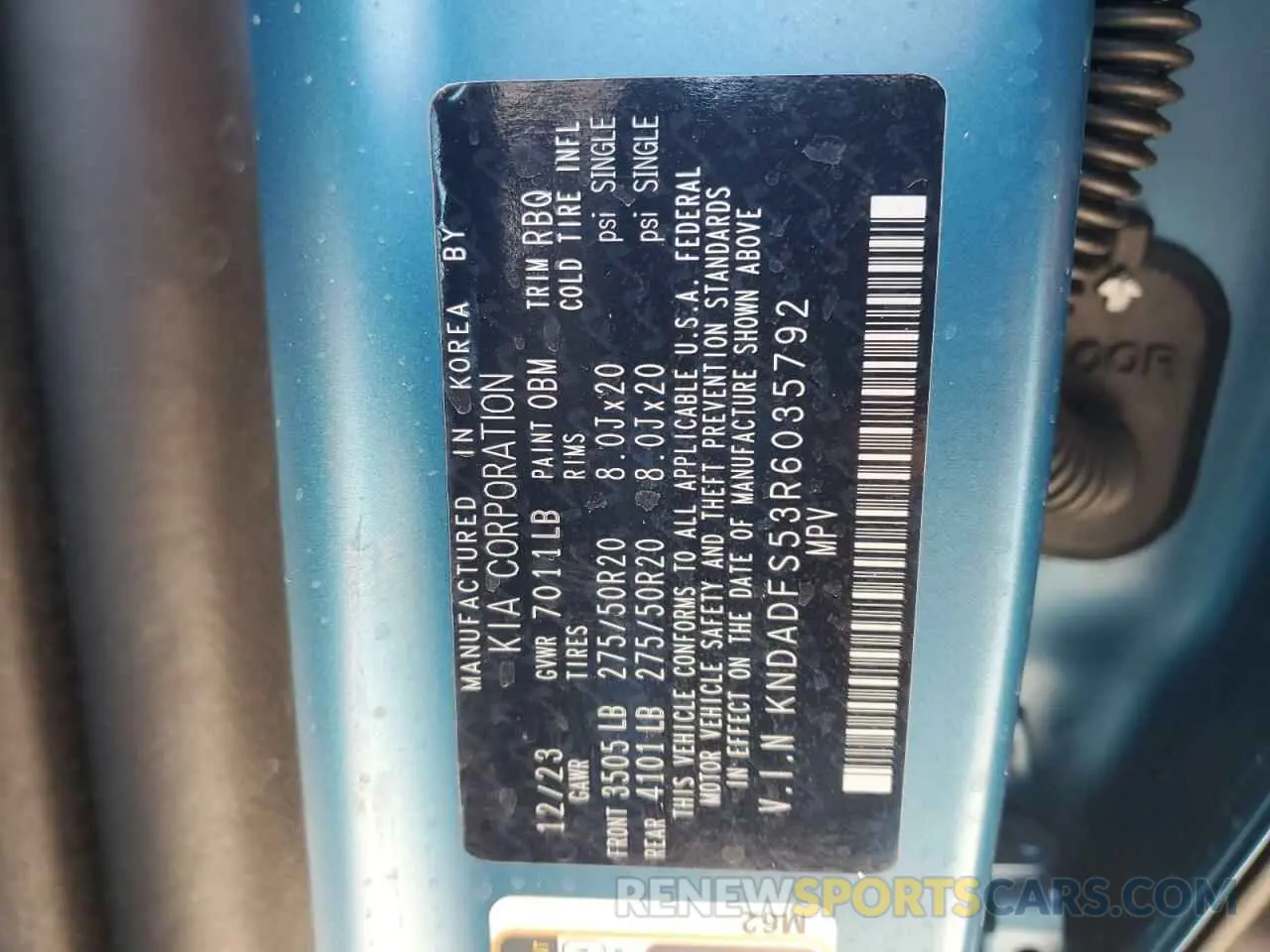 14 fotografías del automóvil dañado KNDADFS53R6035792 KIA EV9 LAND 2024