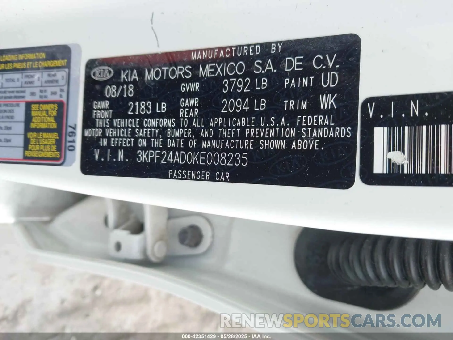 9 fotografías del automóvil dañado 3KPF24AD0KE008235 KIA FORTE 2019