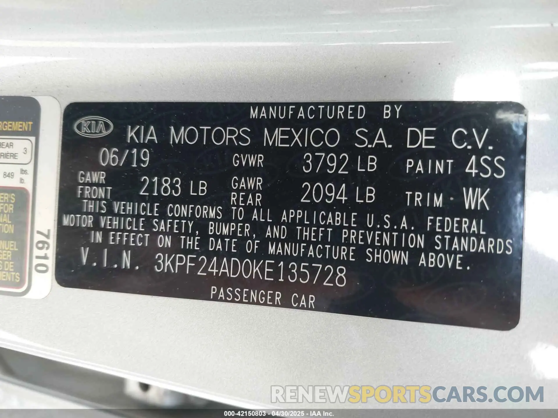 9 fotografías del automóvil dañado 3KPF24AD0KE135728 KIA FORTE 2019