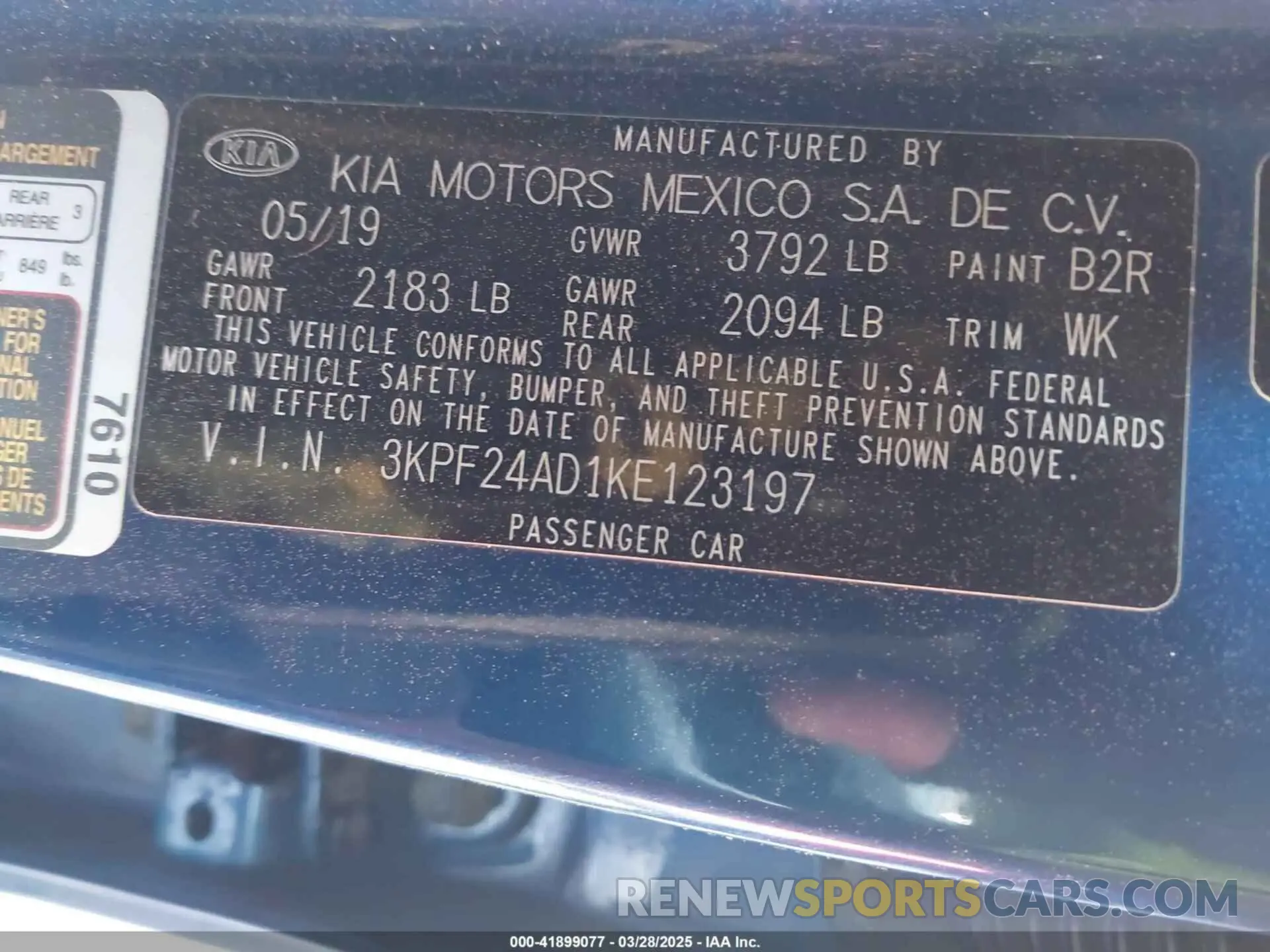 9 fotografías del automóvil dañado 3KPF24AD1KE123197 KIA FORTE 2019