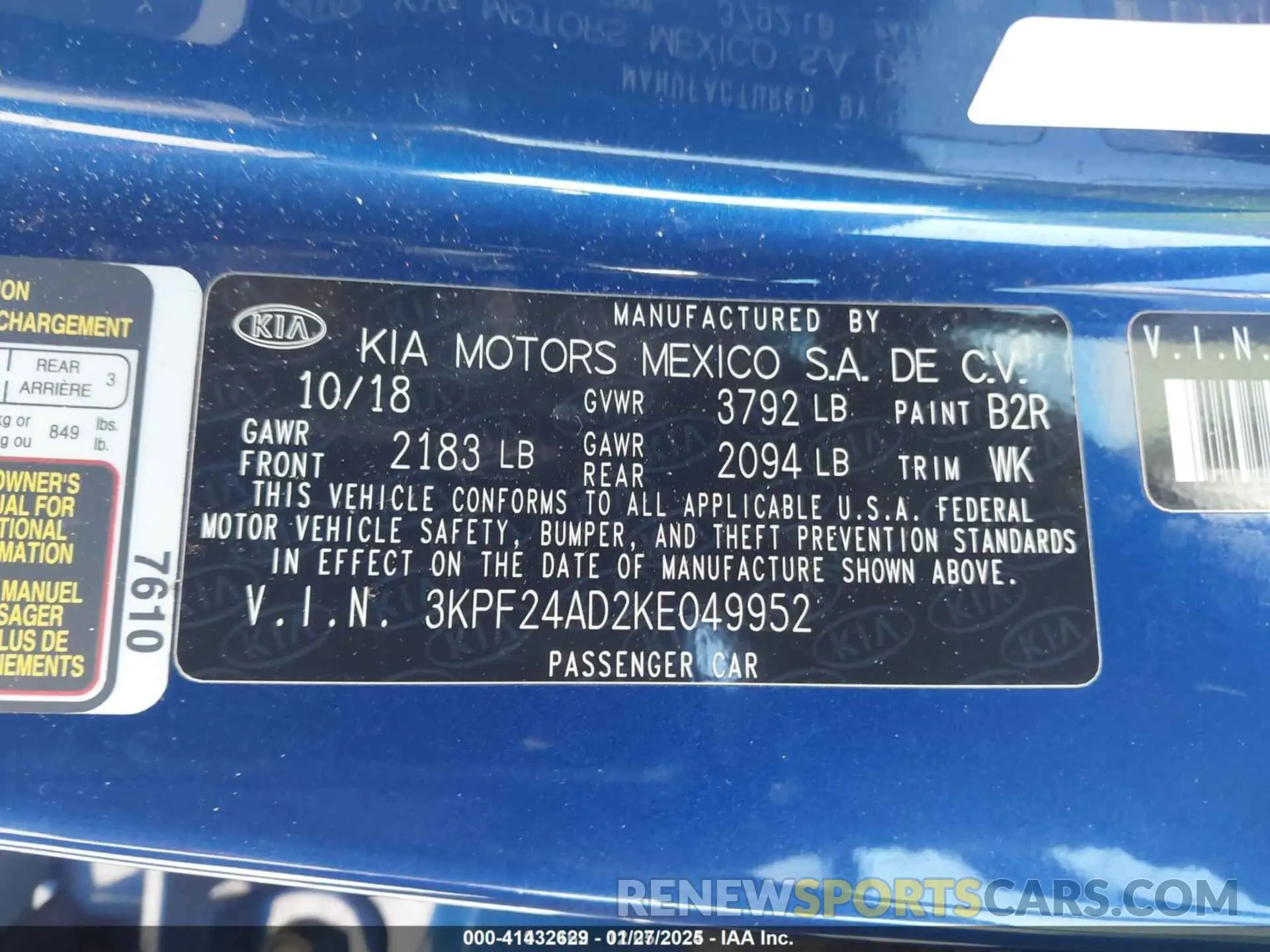 9 fotografías del automóvil dañado 3KPF24AD2KE049952 KIA FORTE 2019