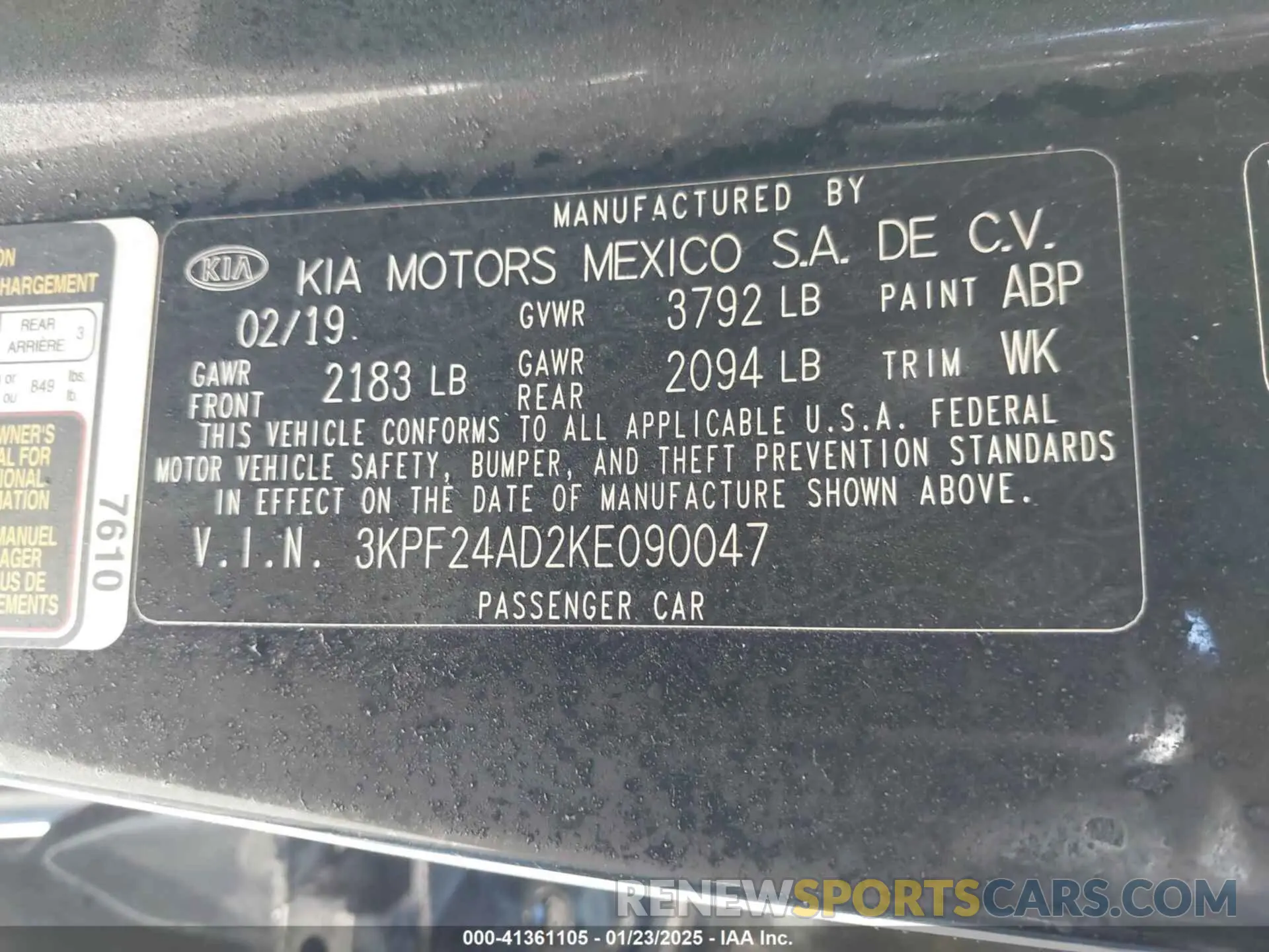 9 fotografías del automóvil dañado 3KPF24AD2KE090047 KIA FORTE 2019