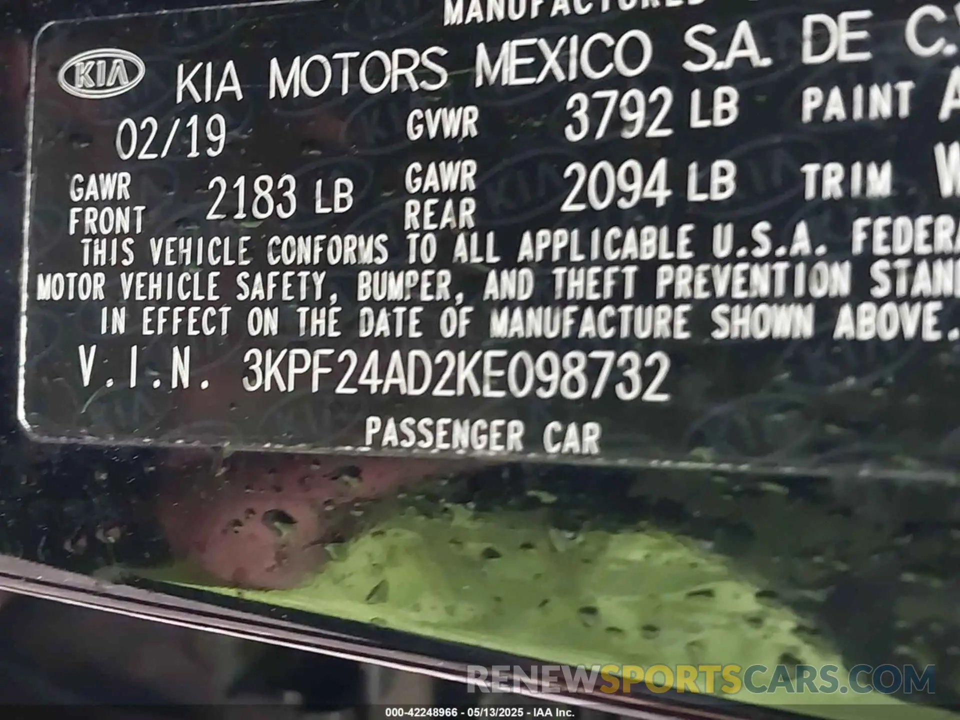 9 fotografías del automóvil dañado 3KPF24AD2KE098732 KIA FORTE 2019