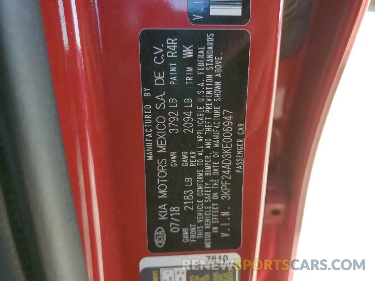 12 fotografías del automóvil dañado 3KPF24AD3KE006947 KIA FORTE 2019