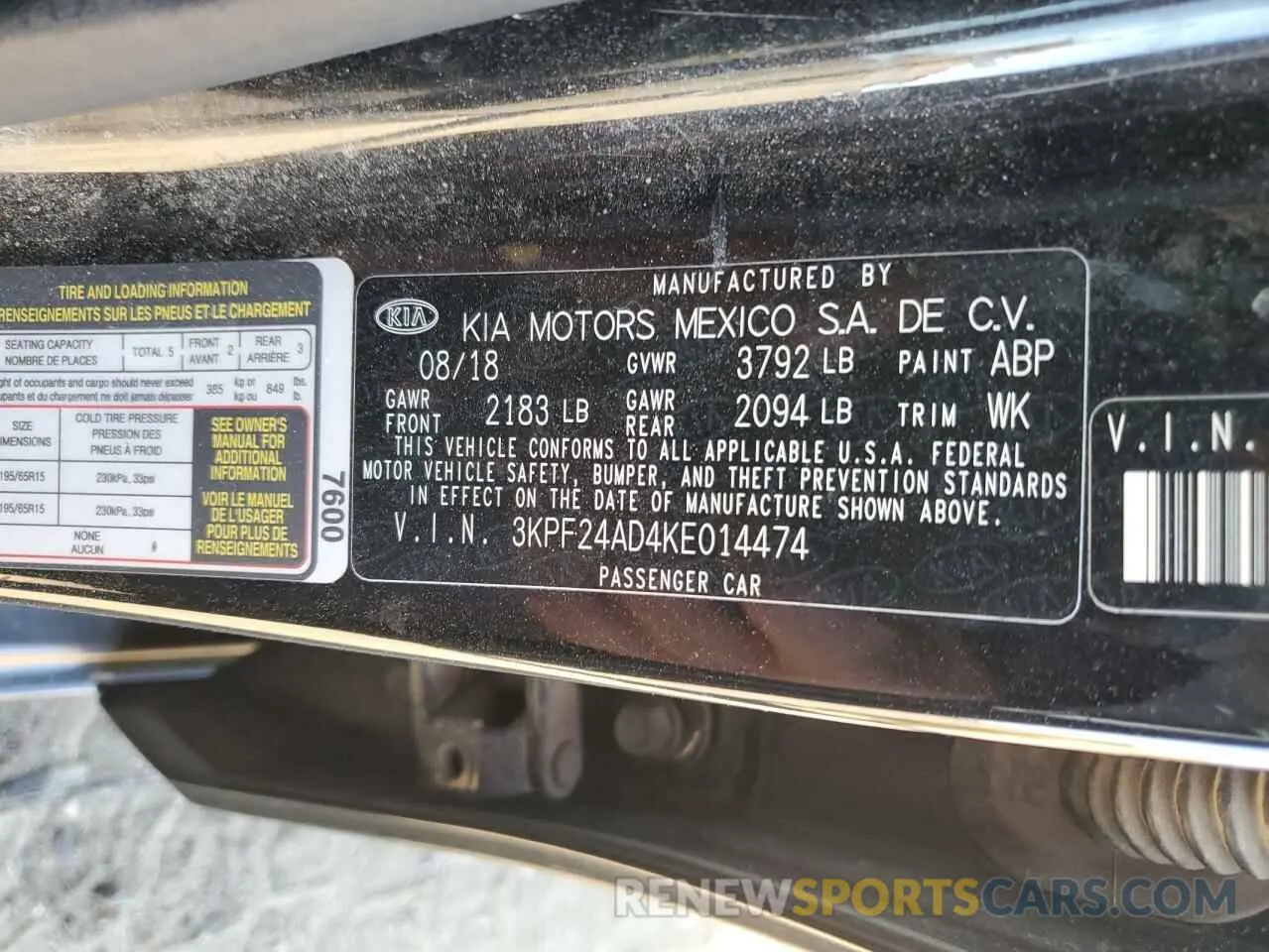 12 fotografías del automóvil dañado 3KPF24AD4KE014474 KIA FORTE 2019