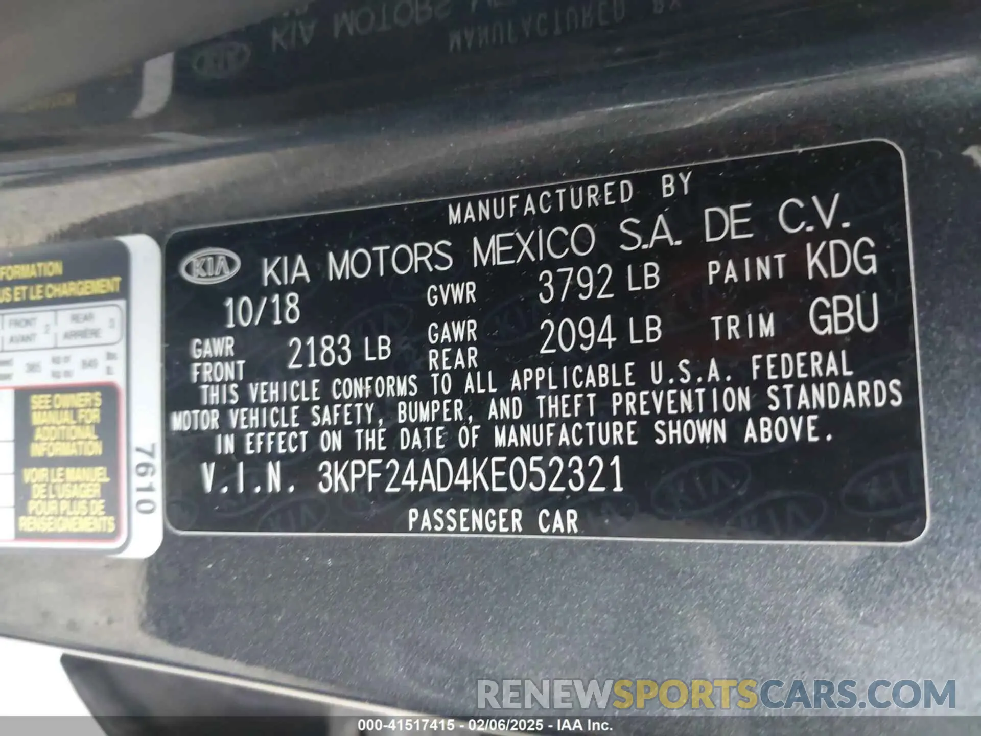 9 fotografías del automóvil dañado 3KPF24AD4KE052321 KIA FORTE 2019