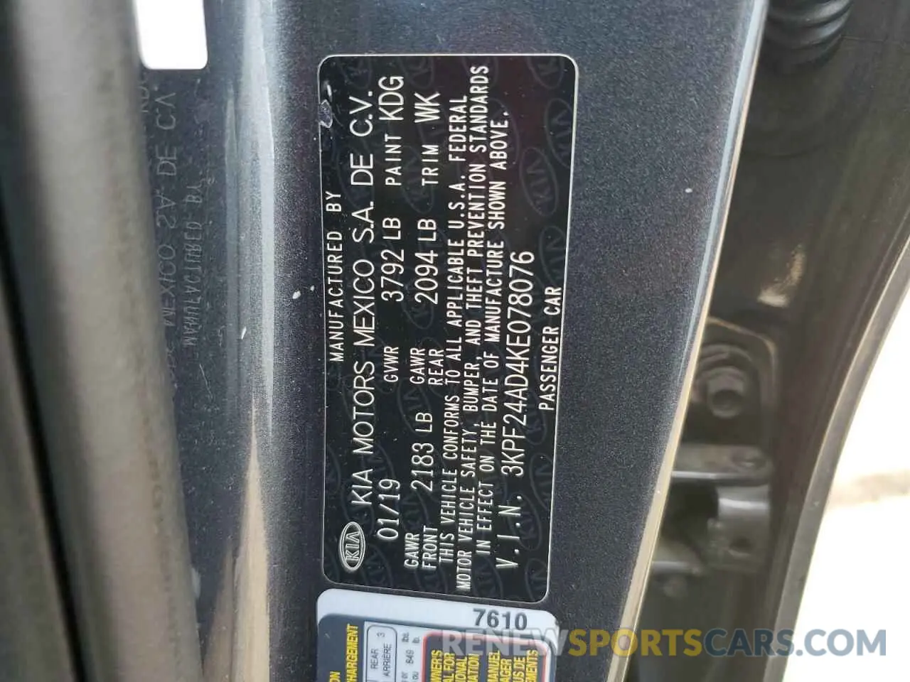 12 fotografías del automóvil dañado 3KPF24AD4KE078076 KIA FORTE 2019