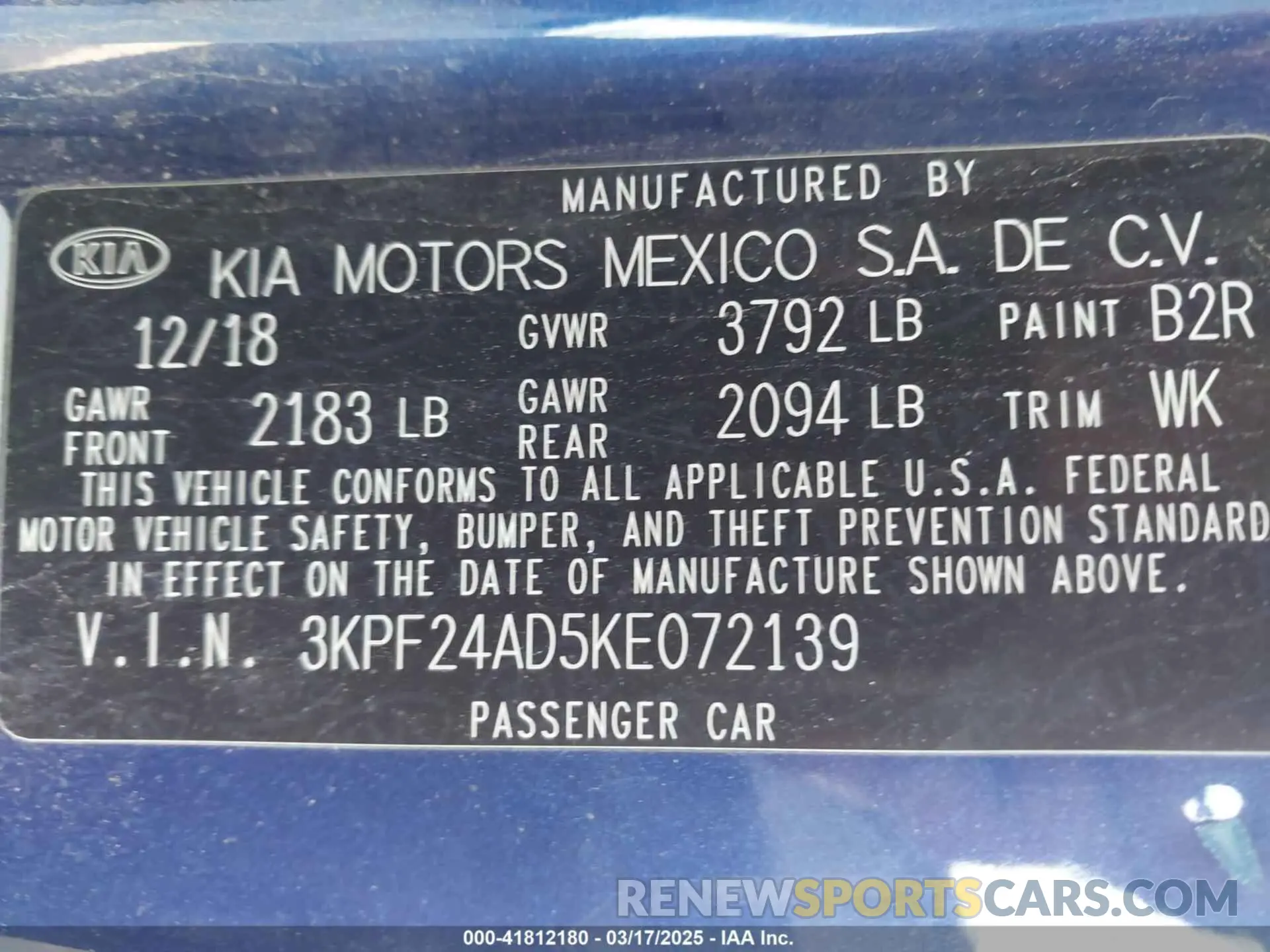 9 fotografías del automóvil dañado 3KPF24AD5KE072139 KIA FORTE 2019