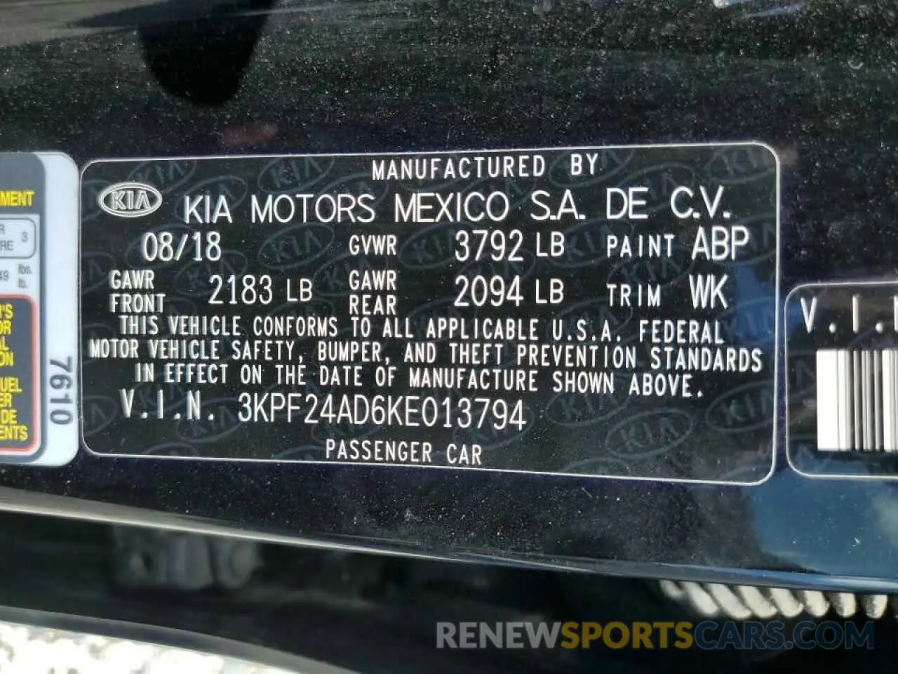 12 fotografías del automóvil dañado 3KPF24AD6KE013794 KIA FORTE 2019