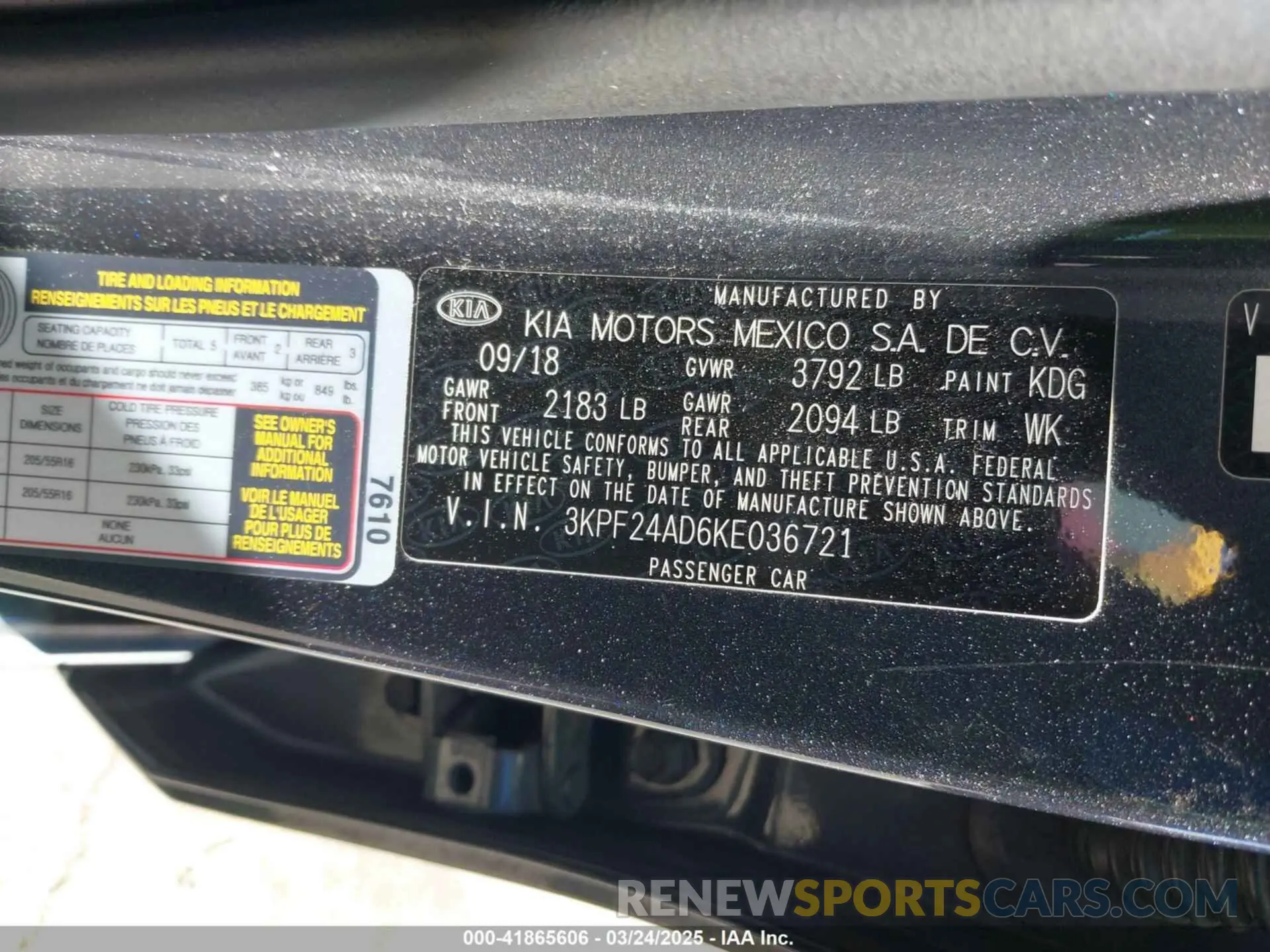 9 fotografías del automóvil dañado 3KPF24AD6KE036721 KIA FORTE 2019
