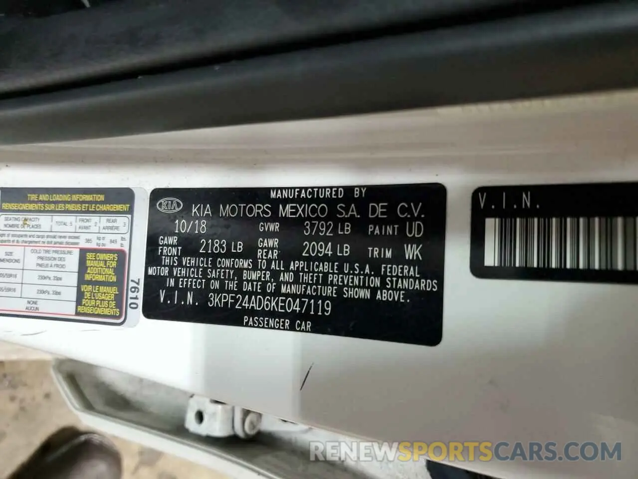 14 fotografías del automóvil dañado 3KPF24AD6KE047119 KIA FORTE 2019