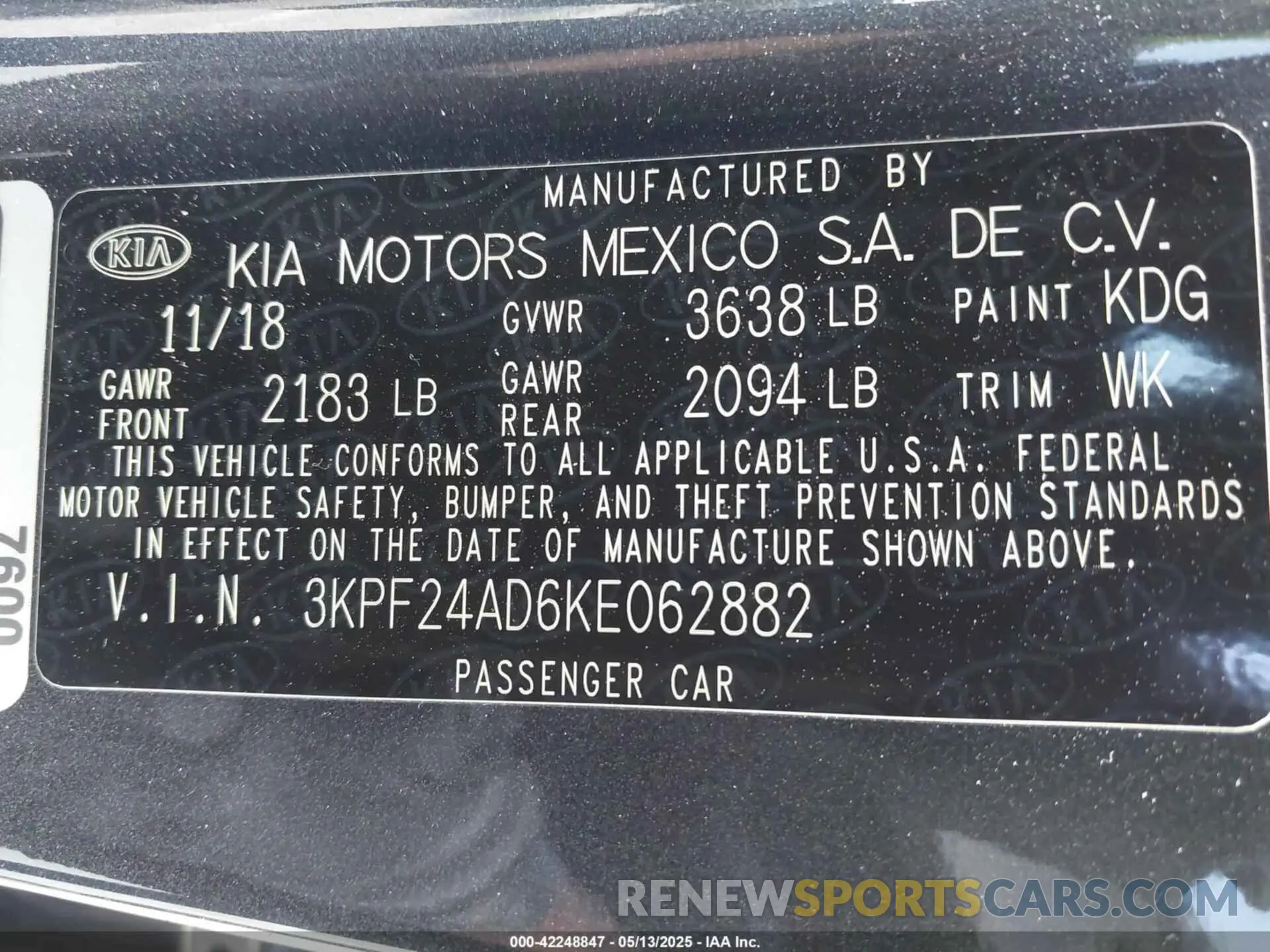 9 fotografías del automóvil dañado 3KPF24AD6KE062882 KIA FORTE 2019