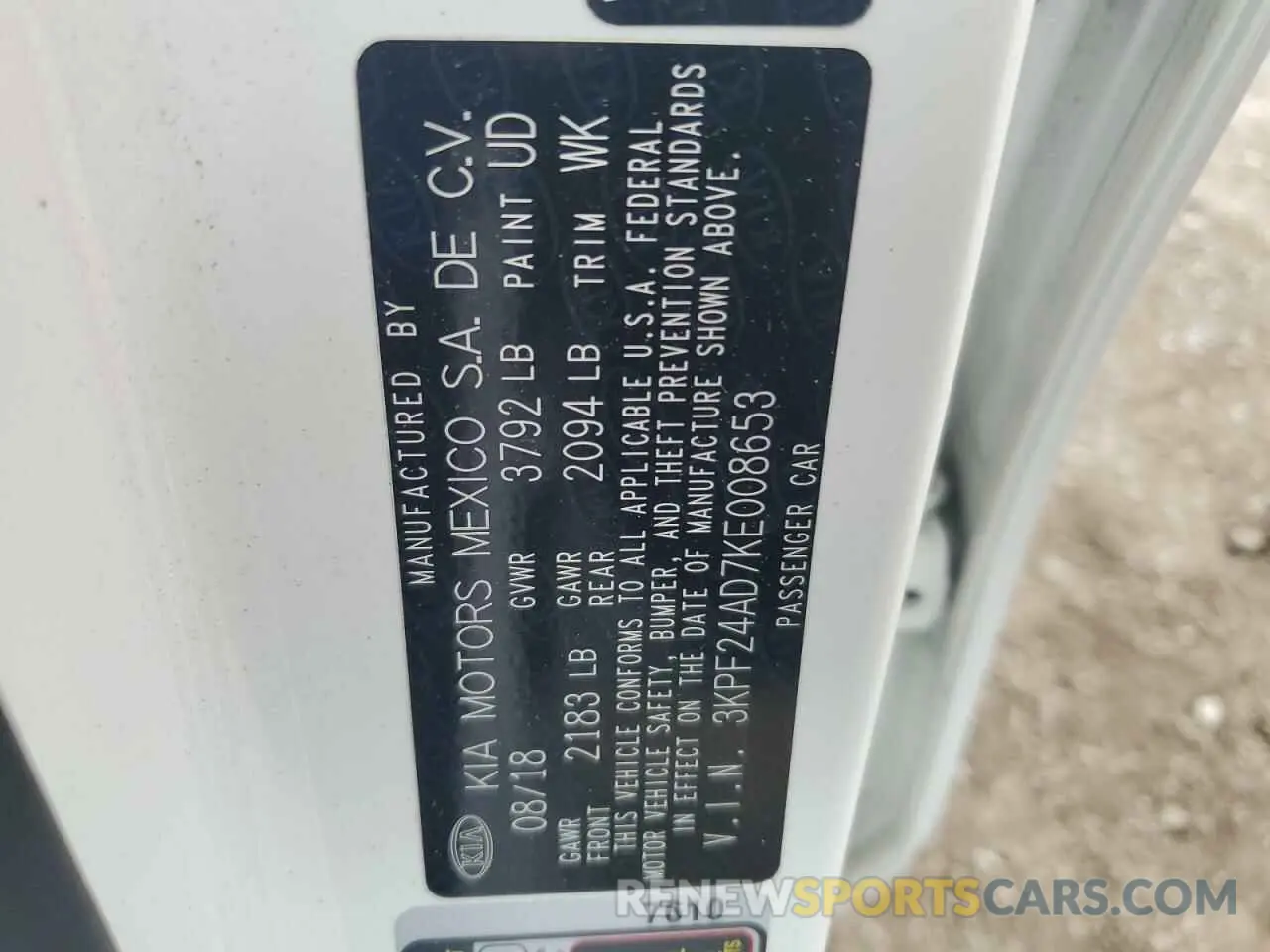 12 fotografías del automóvil dañado 3KPF24AD7KE008653 KIA FORTE 2019