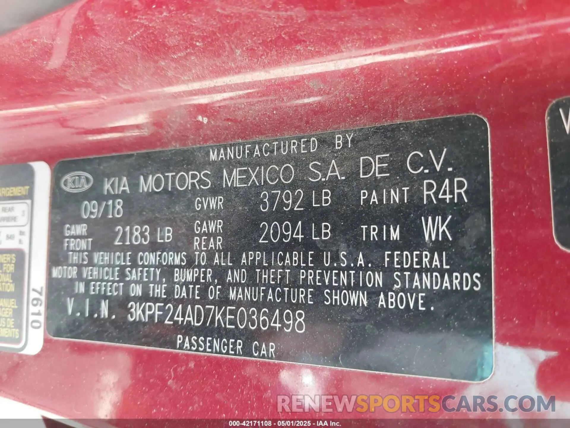 9 fotografías del automóvil dañado 3KPF24AD7KE036498 KIA FORTE 2019