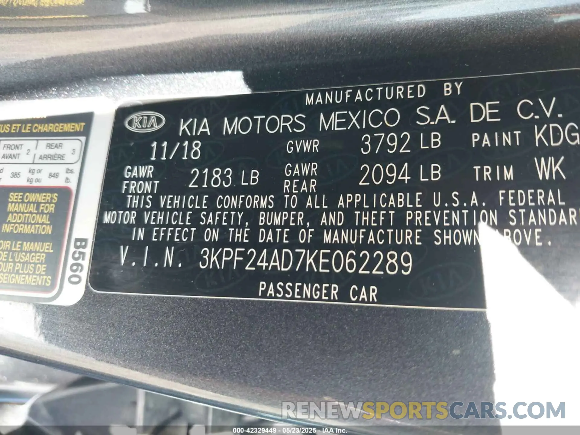 9 fotografías del automóvil dañado 3KPF24AD7KE062289 KIA FORTE 2019