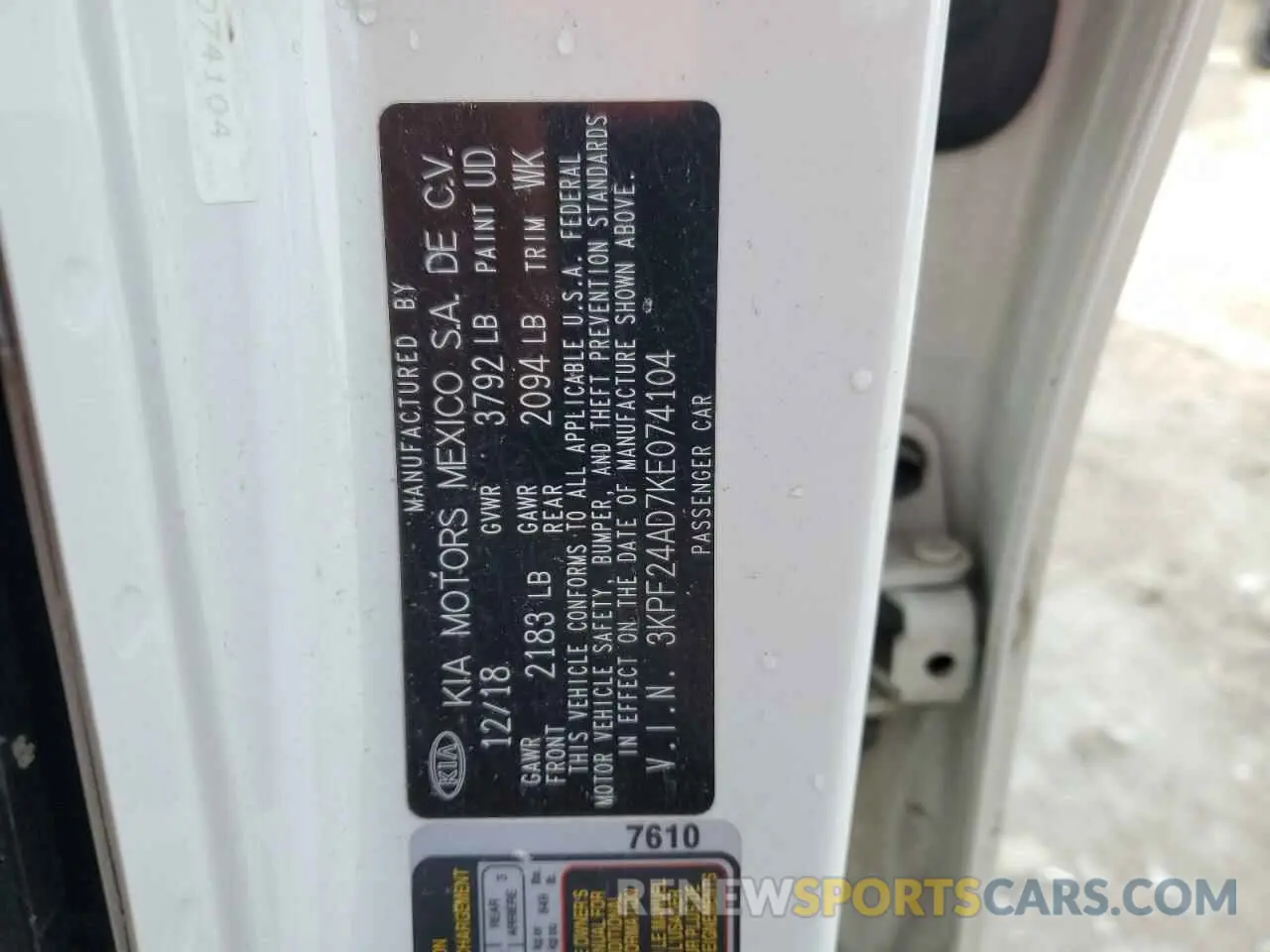 13 fotografías del automóvil dañado 3KPF24AD7KE074104 KIA FORTE 2019