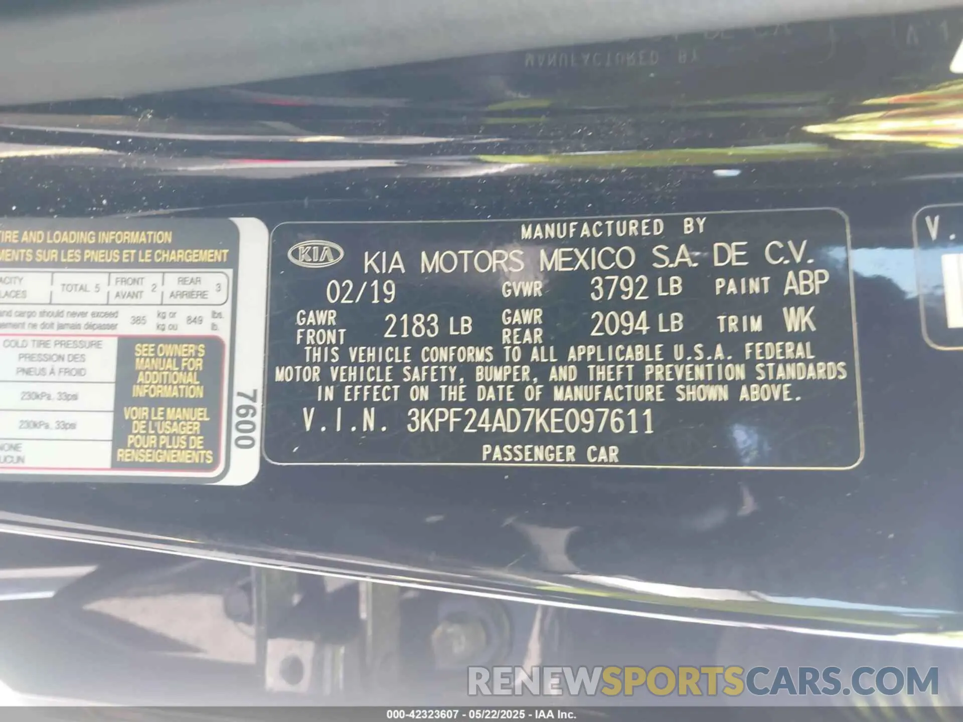 9 fotografías del automóvil dañado 3KPF24AD7KE097611 KIA FORTE 2019