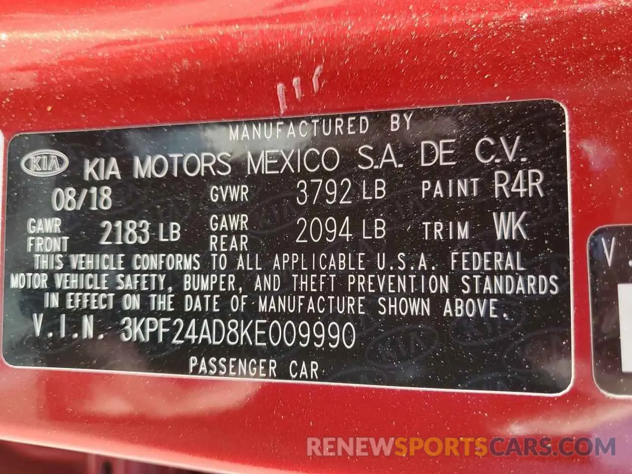 12 fotografías del automóvil dañado 3KPF24AD8KE009990 KIA FORTE 2019