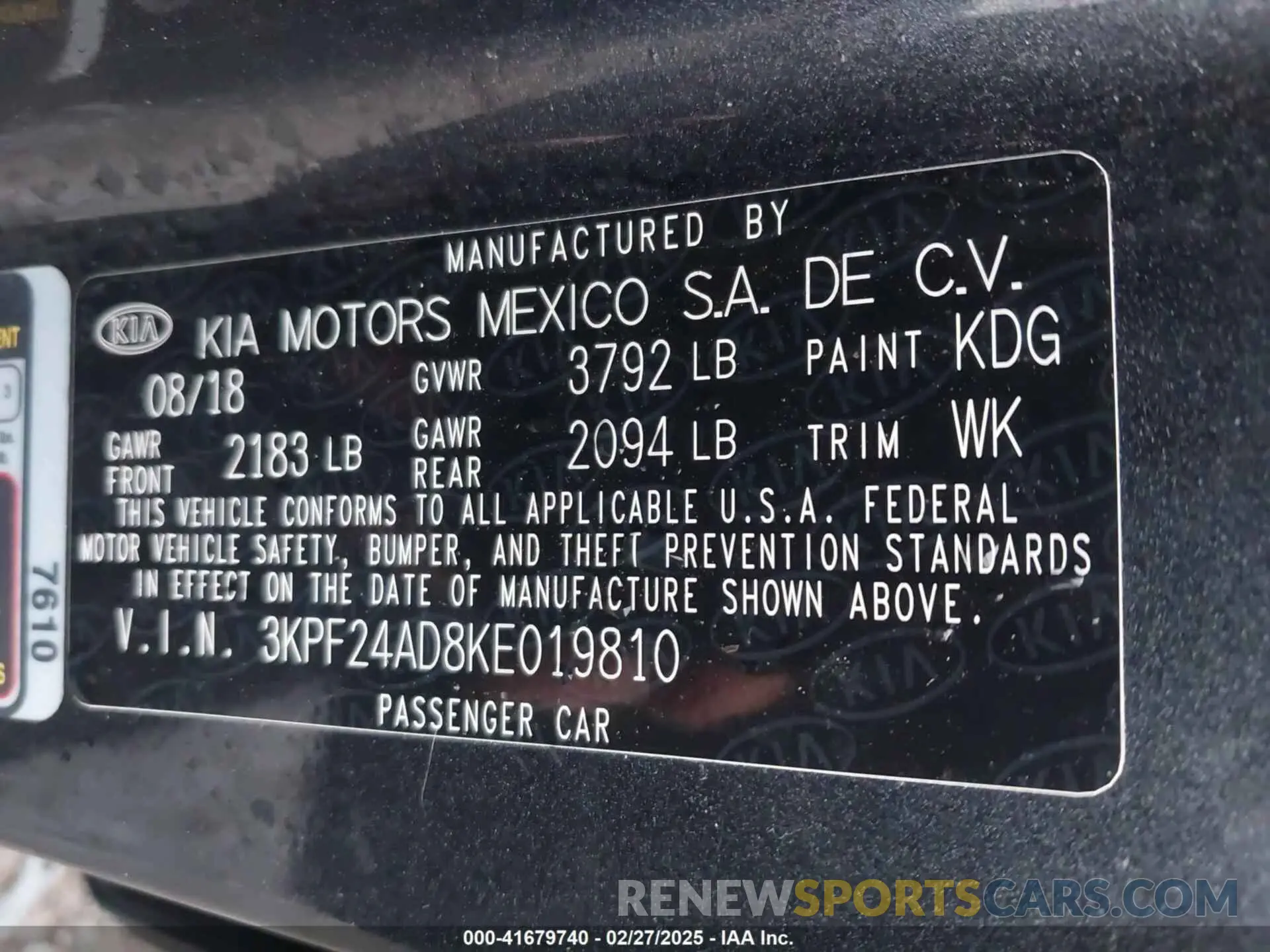 9 fotografías del automóvil dañado 3KPF24AD8KE019810 KIA FORTE 2019
