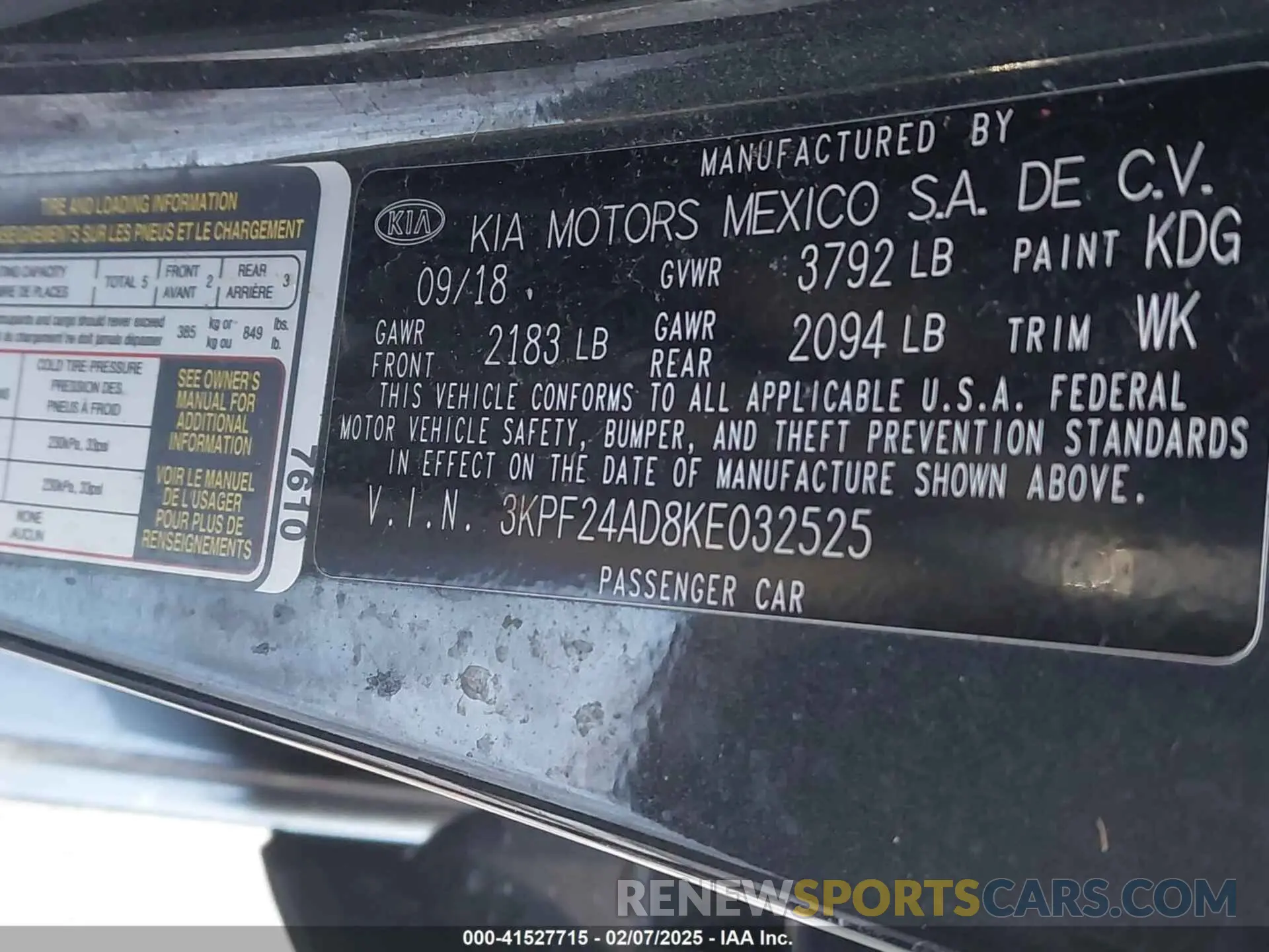 9 fotografías del automóvil dañado 3KPF24AD8KE032525 KIA FORTE 2019