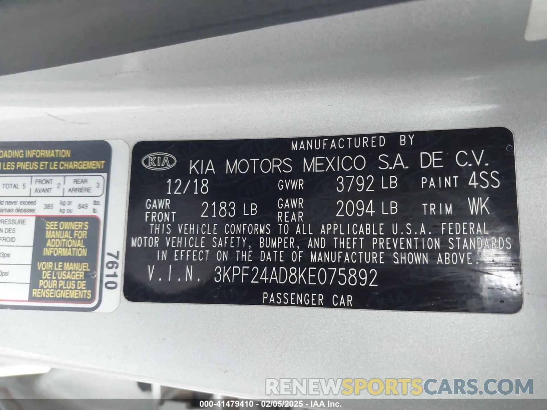 9 fotografías del automóvil dañado 3KPF24AD8KE075892 KIA FORTE 2019